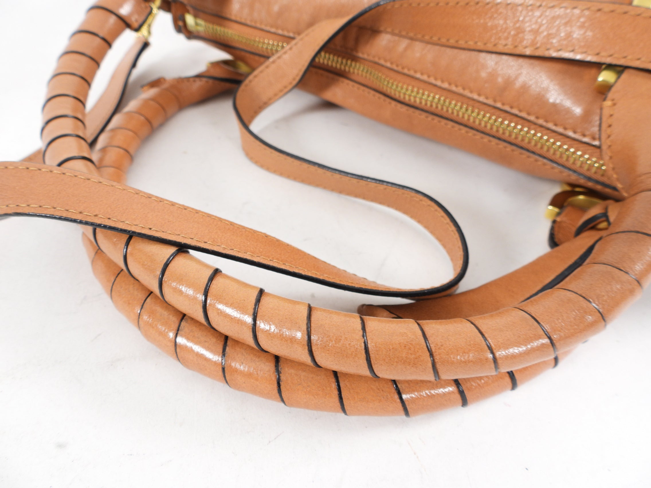 Chloe Tan Leather Large Marcie Two-Way Shoulder Bag - Luxury Designer Handbag for Women | Perfect for Work, Travel & Everyday Use
