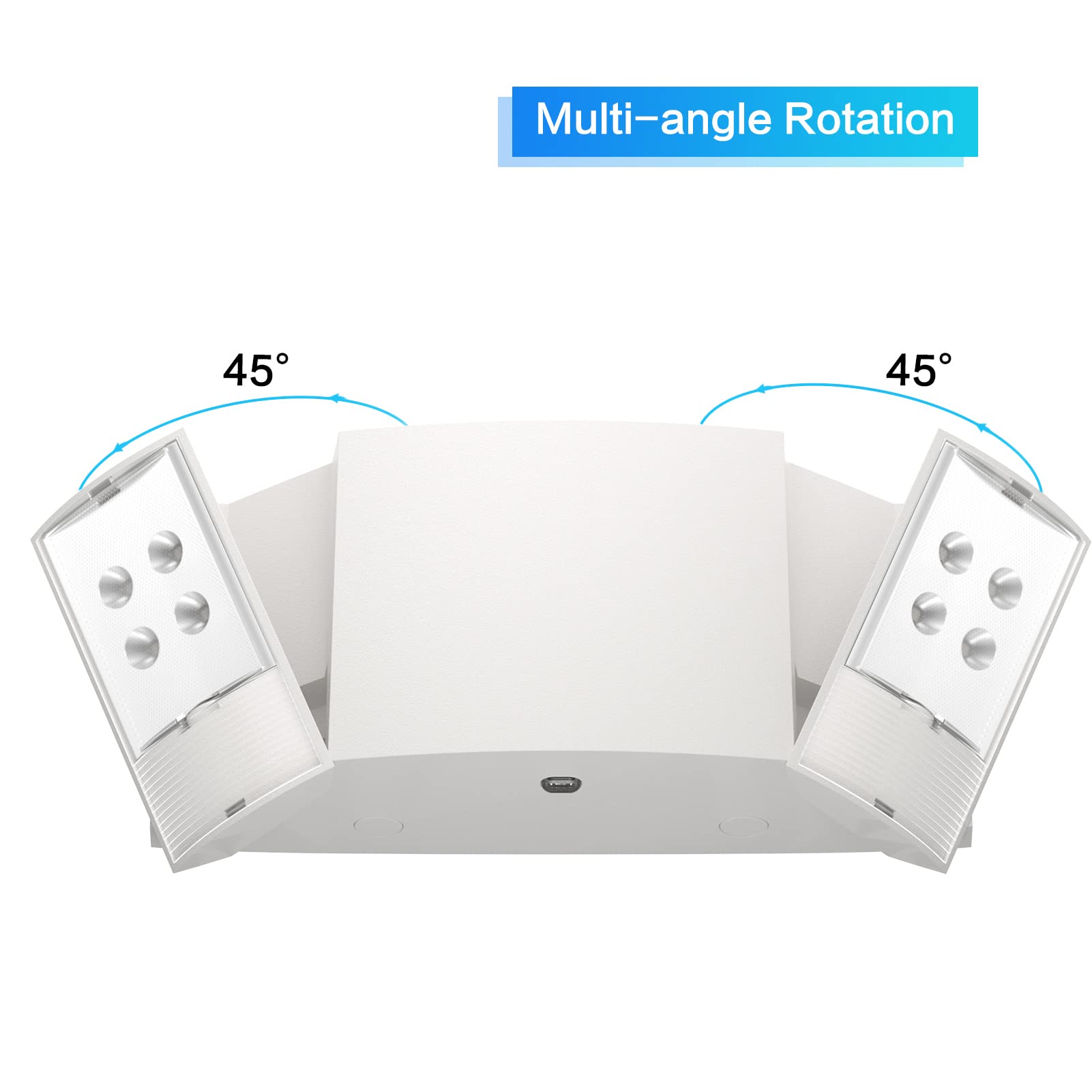 Spectsun 6 Pack LED Emergency Lighting with Battery Backup - UL Listed AC 120/277V Hardwired Commercial Exit Lights - White Square Head Emergency Light Fixtures for Business, Home, Warehouse & Office Safety