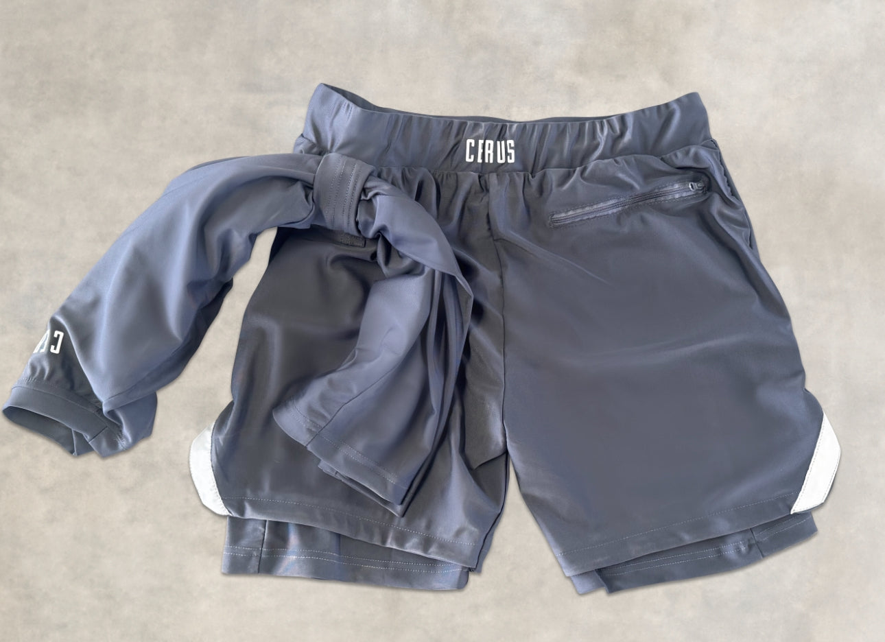 Cerus Grey Aura 2-in-1 Running Shorts with Built-in Liner - Men's Athletic Workout Shorts for Gym, Jogging & Outdoor Activities