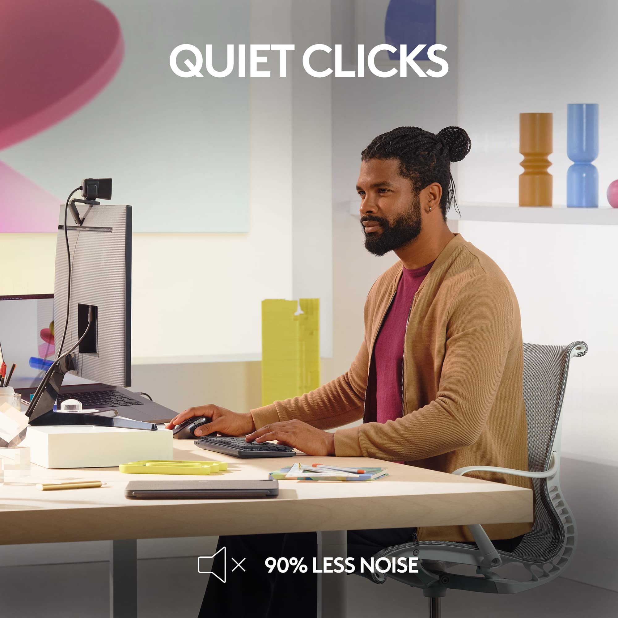 Logitech MX Master 3S Wireless Bluetooth Mouse for Mac - Ultra-Fast Scrolling, Ergonomic Design, 8000 DPI, Silent Clicks, Glass Tracking, USB-C Charging - Compatible with Apple MacBook, iPad - Pale Grey - Perfect for Office Work, Graphic Design & Video Editing