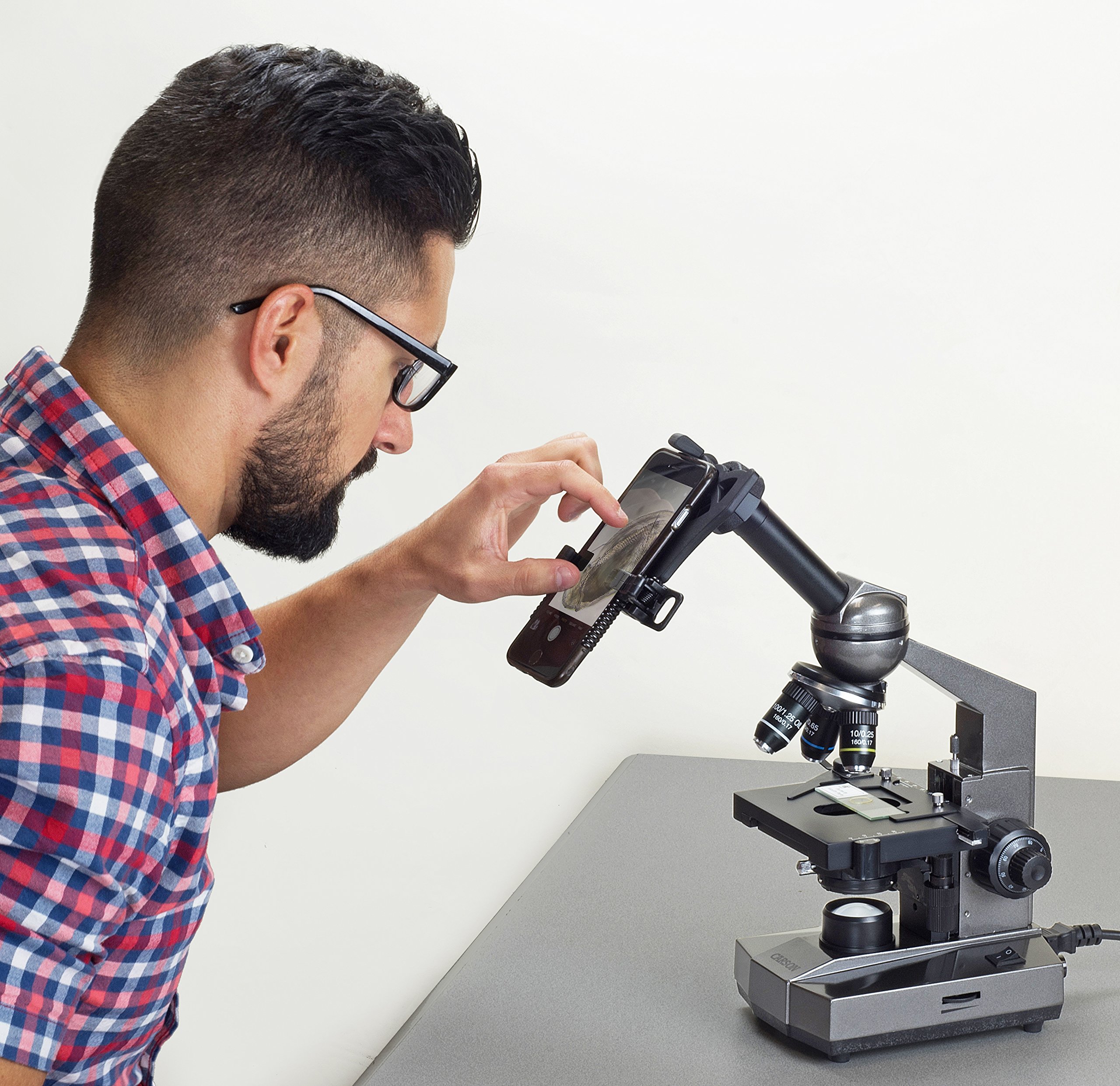 Carson MS-100SP Beginner Compound Microscope 100-1000x Magnification with Mechanical Stage & Smartphone Adapter - Perfect for Students, Home Science Labs & Digital Microphotography