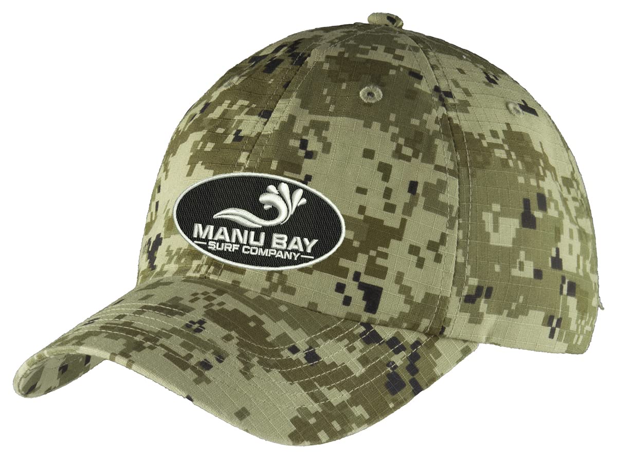 Manu Bay Surf Company Logo Digital Camo Adjustable Baseball Cap for Men & Women - Perfect for Surfing, Fishing, Hiking & Outdoor Activities