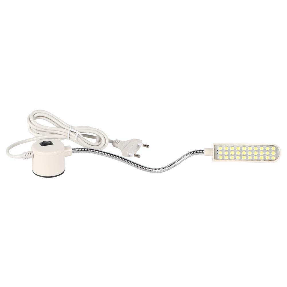 Fdit 30LED 2W Flexible Gooseneck Sewing Machine Light with Magnetic Base & Switch - Daylight LED Clamp Desk Lamp for Crafting, Reading & Workspaces (EU Plug) - Perfect for Sewing, DIY Projects & Home Office Use