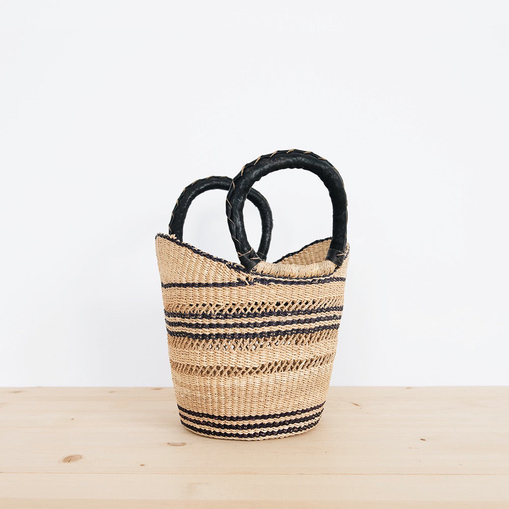 Stylish Petite Shopping Tote Bag with Genuine Leather Handles - Perfect for Groceries, Work, and Everyday Errands