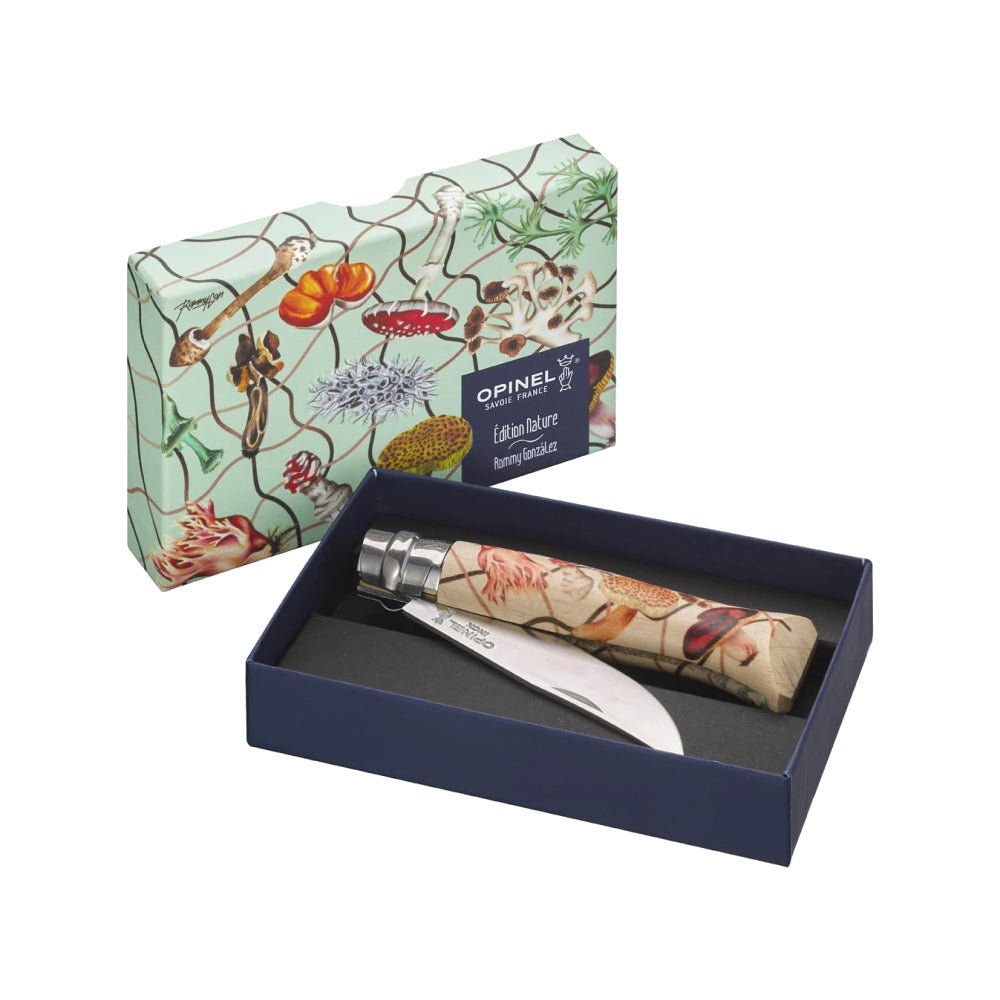 Opinel No.08 Nature Edition IV Folding Knife - High Carbon Steel Blade, Beechwood Handle - Perfect for Camping, Hiking & Outdoor Adventures