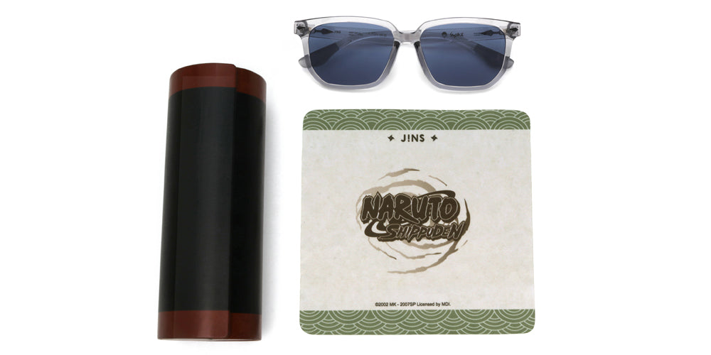 JINS x NARUTO SASUKE SG Model Gray Anime Glasses - Stylish Naruto Eyewear for Cosplay, Anime Fans & Daily Wear