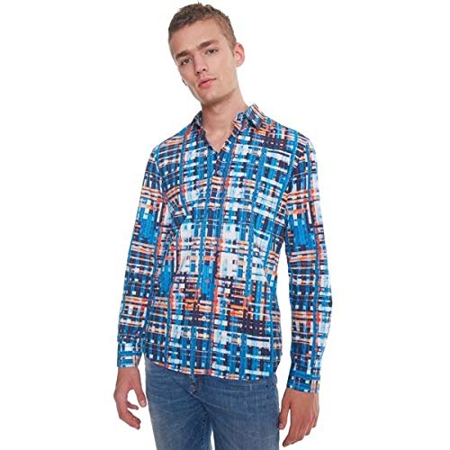 Desigual Men's Casual Button-Down Shirt Ehud - Stylish & Comfortable XXL Size for Work, Travel & Everyday Wear
