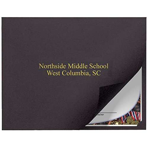 Jones School Supply - 50 Pack Black Personalized Linen Folders for Academic Certificates | Durable Student Award Holders & Document Organizers | Perfect for Classroom Awards, Graduation Diplomas & Office Recognition