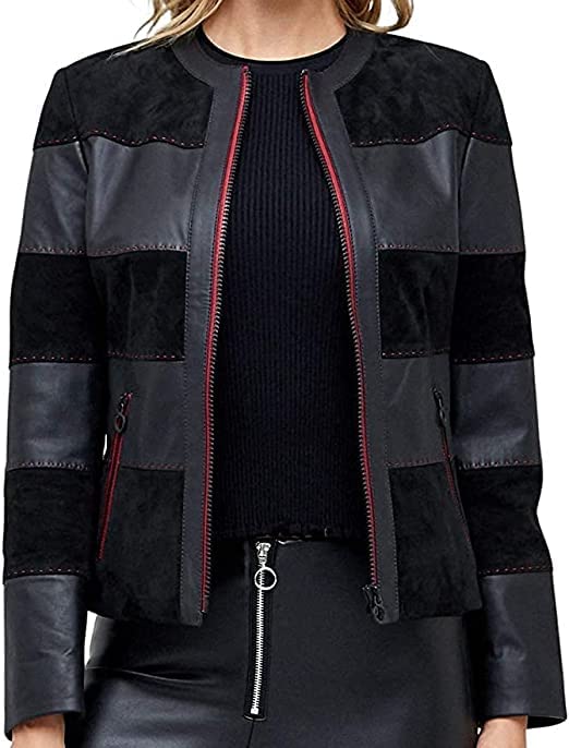 Stylish Black Leather Jacket for Women - Fashionable Biker Jacket with Zipper - Perfect for Motorcycle Riding, Night Out & Casual Wear
