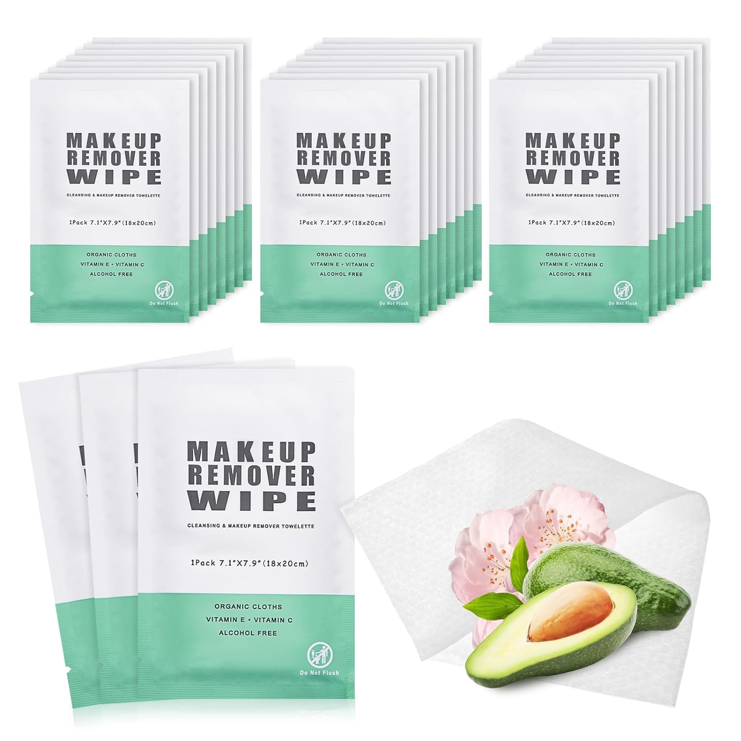 200 Individually Wrapped Makeup Remover Wipes - Bulk Facial Cleansing Wipes for Travel, Hotel & Daily Skin Care - Gentle Oil-Free Makeup Removing Cloths for Face, Eyes & Sensitive Skin - Perfect for On-the-Go, Gym & Emergency Touch Ups