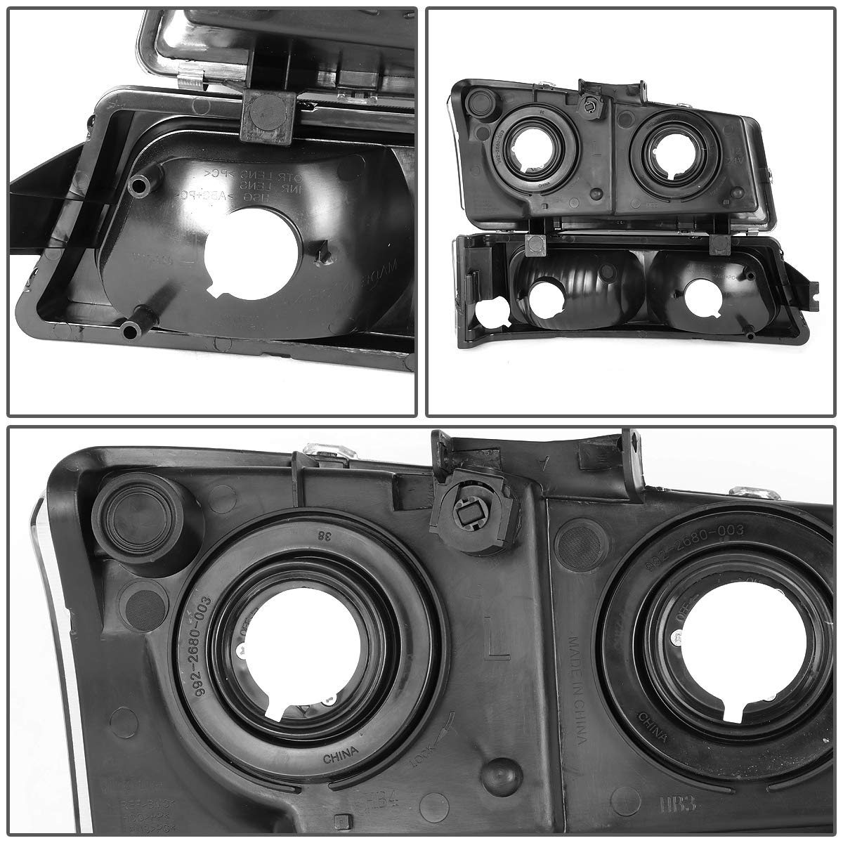 Chrome Housing Clear Side Headlight/Lamp Set for 2003-2006 Chevy Silverado - 4PCS Replacement Headlights for Improved Night Visibility & Off-Road Driving