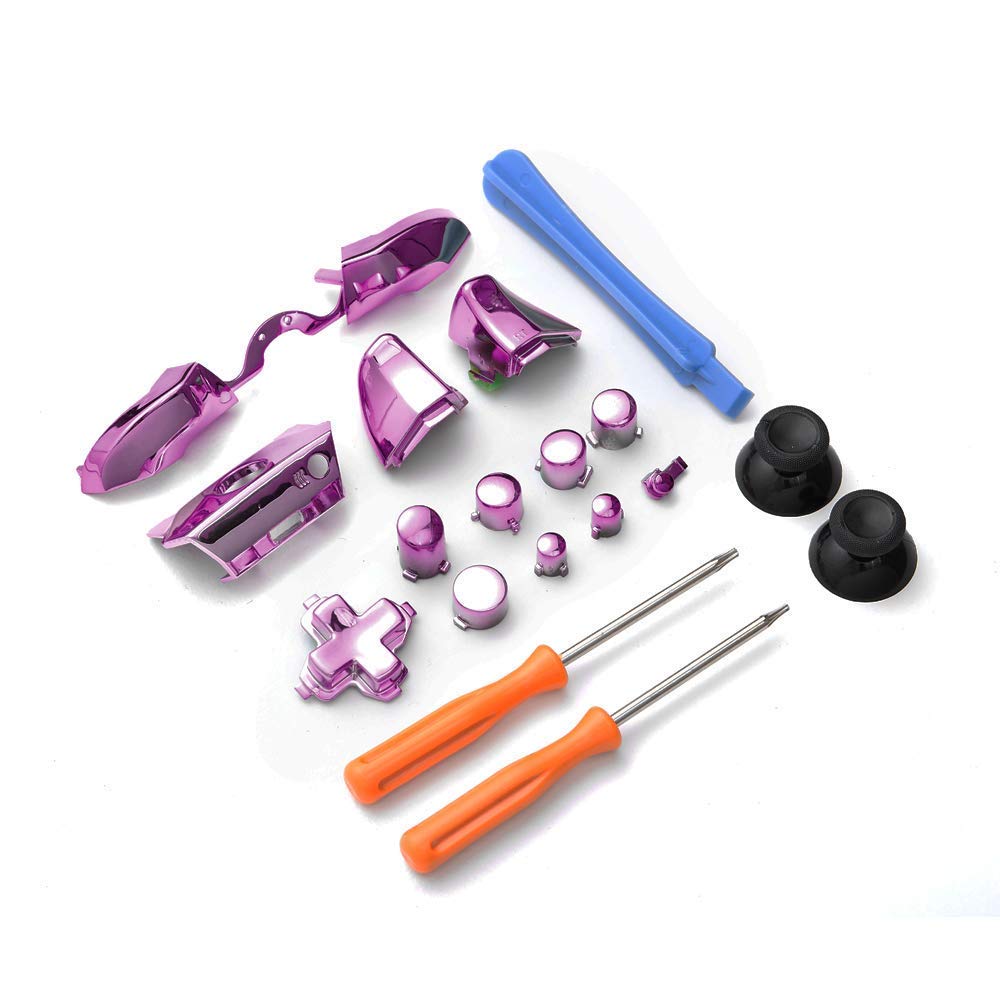Xbox One Elite Controller Replacement Parts - 18-in-1 Purple Thumbsticks, Bumpers, Trigger Buttons, D-pad Set with Opening Tools (LB RB LT RT) | Perfect for Gaming Enthusiasts & DIY Repairs