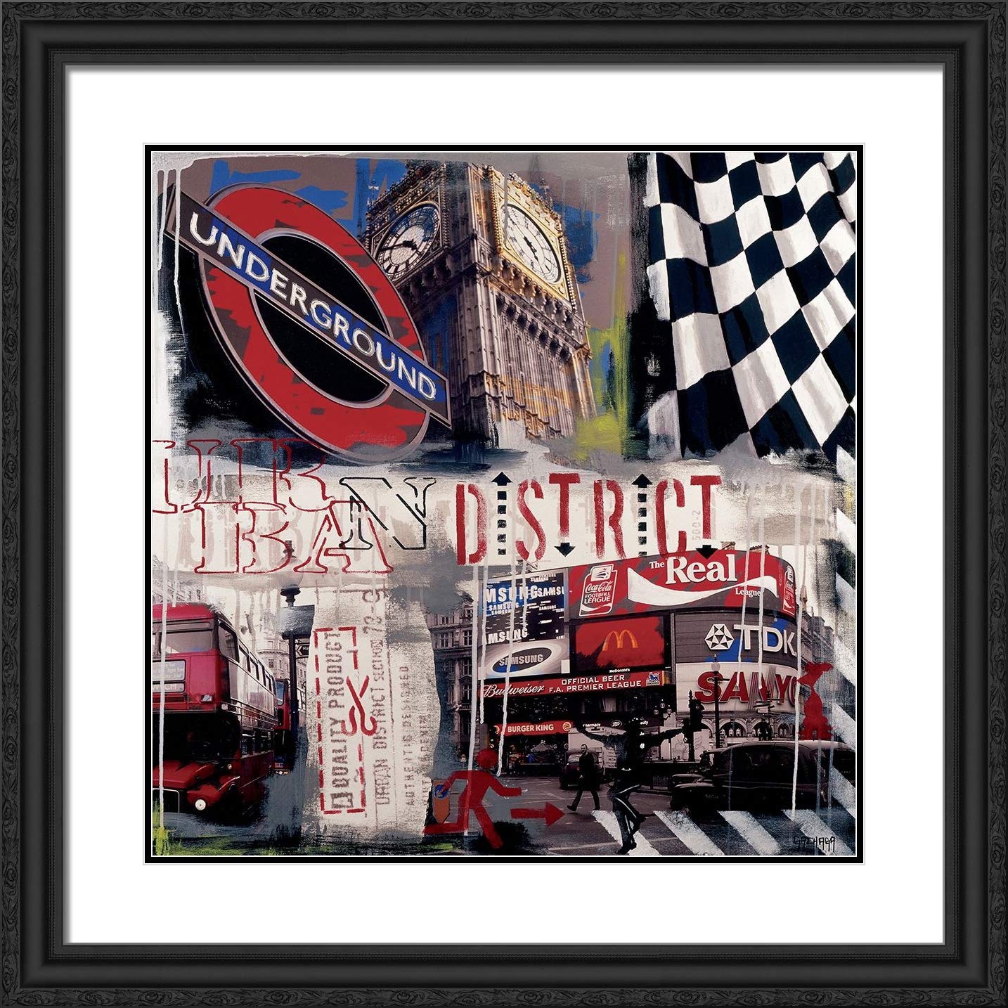 Vincent Gachaga 15x15 Black Ornate Framed Double Matted Museum Art Print - London Underground Poster - Perfect for Home Decor, Office Wall Art & Gift Ideas