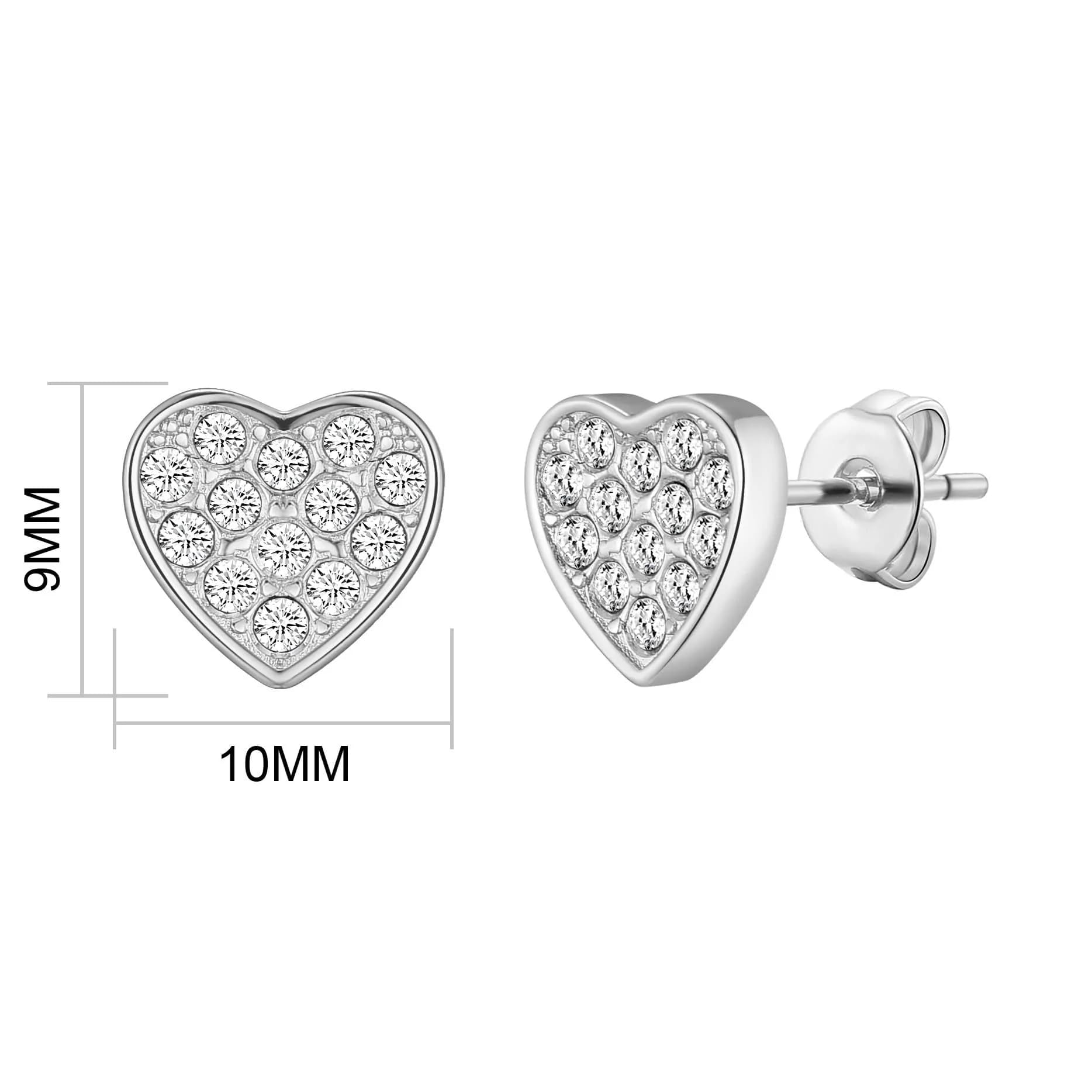 Philip Jones Silver Heart Earrings with Zirconia Crystals for Women's Party Wear
