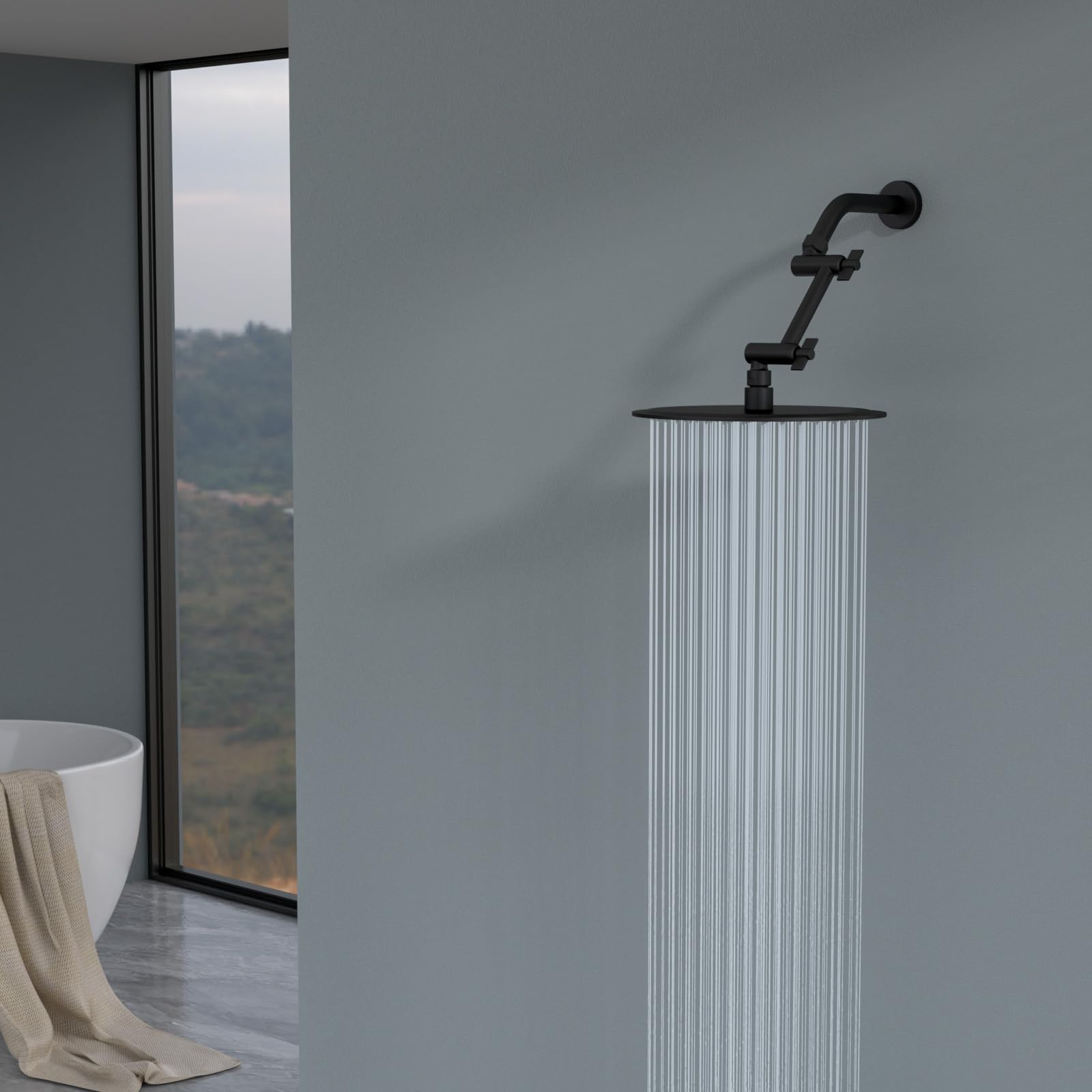 Lordear 4 Inch Black Shower Extension Arm - Adjustable Height & Angle Stainless Steel Shower Head Extender with Universal Connection for Rain Shower | Perfect for Bathroom Renovation & Spa-Like Shower Experience