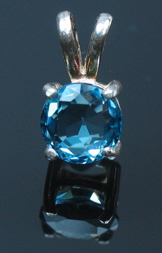 Solid Sterling Silver or 14K White/Yellow Gold Swiss Blue Topaz 4mm Round Dangle Pendant Solitaire VVS - Elegant Children's Jewelry for Birthdays, Gifts & Special Occasions