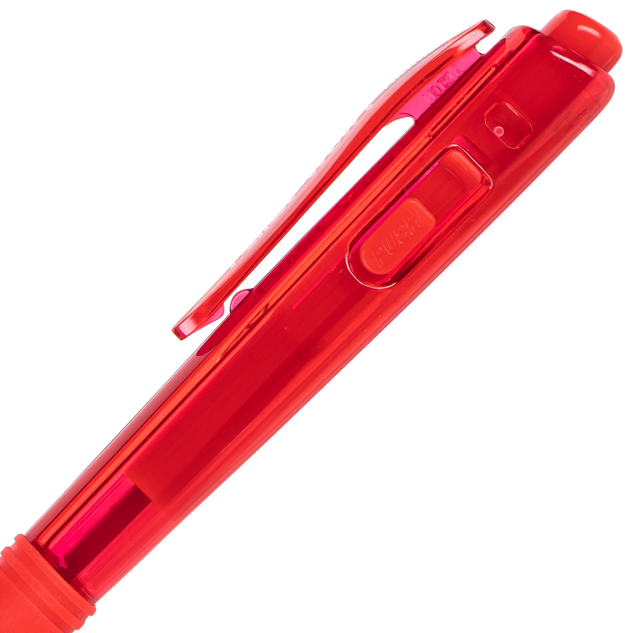 Pentel WOW Retractable Ballpoint Pens - Medium Point 1.0mm, 12 Pack - Transparent Red Barrels with Red Ink - Perfect for Office, School & Note Taking