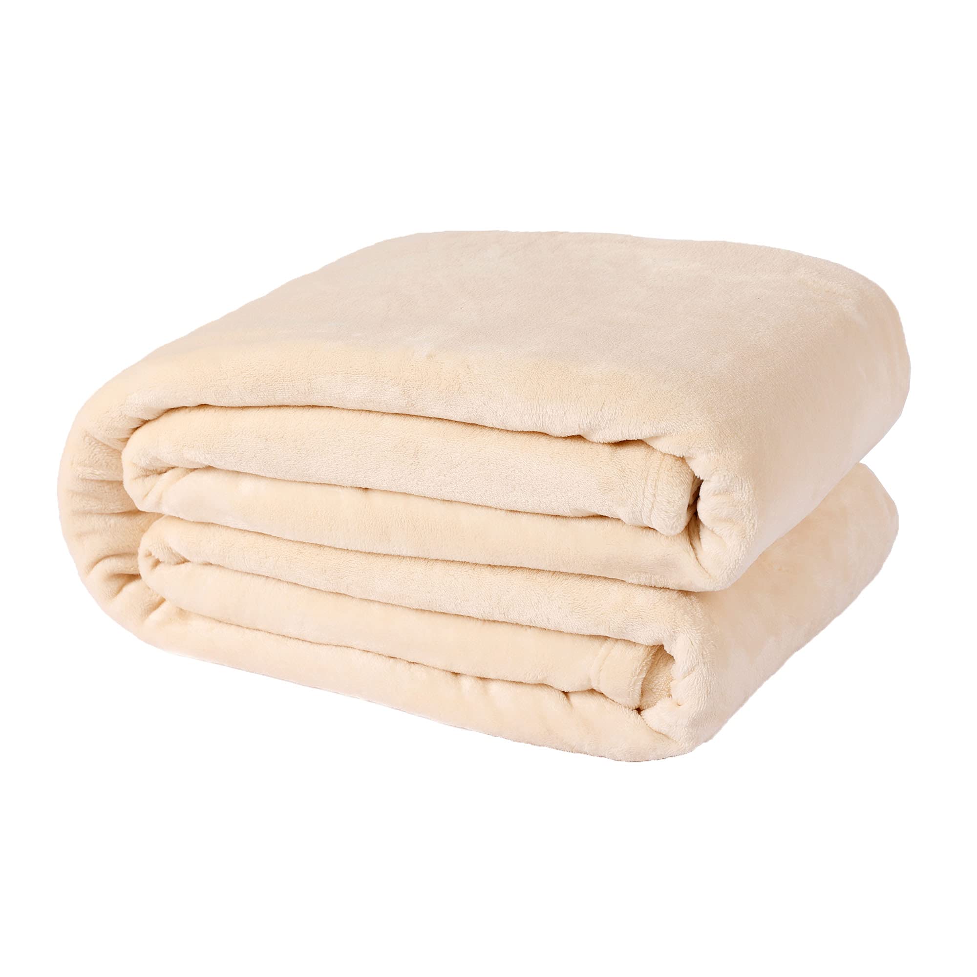 NANPIPER Super Soft Fleece Blanket - King Size Luxury Flannel & Microfiber Plush Blanket for Bed, Warm Cozy Fuzzy Throw - Beige | Perfect for Winter Nights, Couch Lounging & Gift Giving