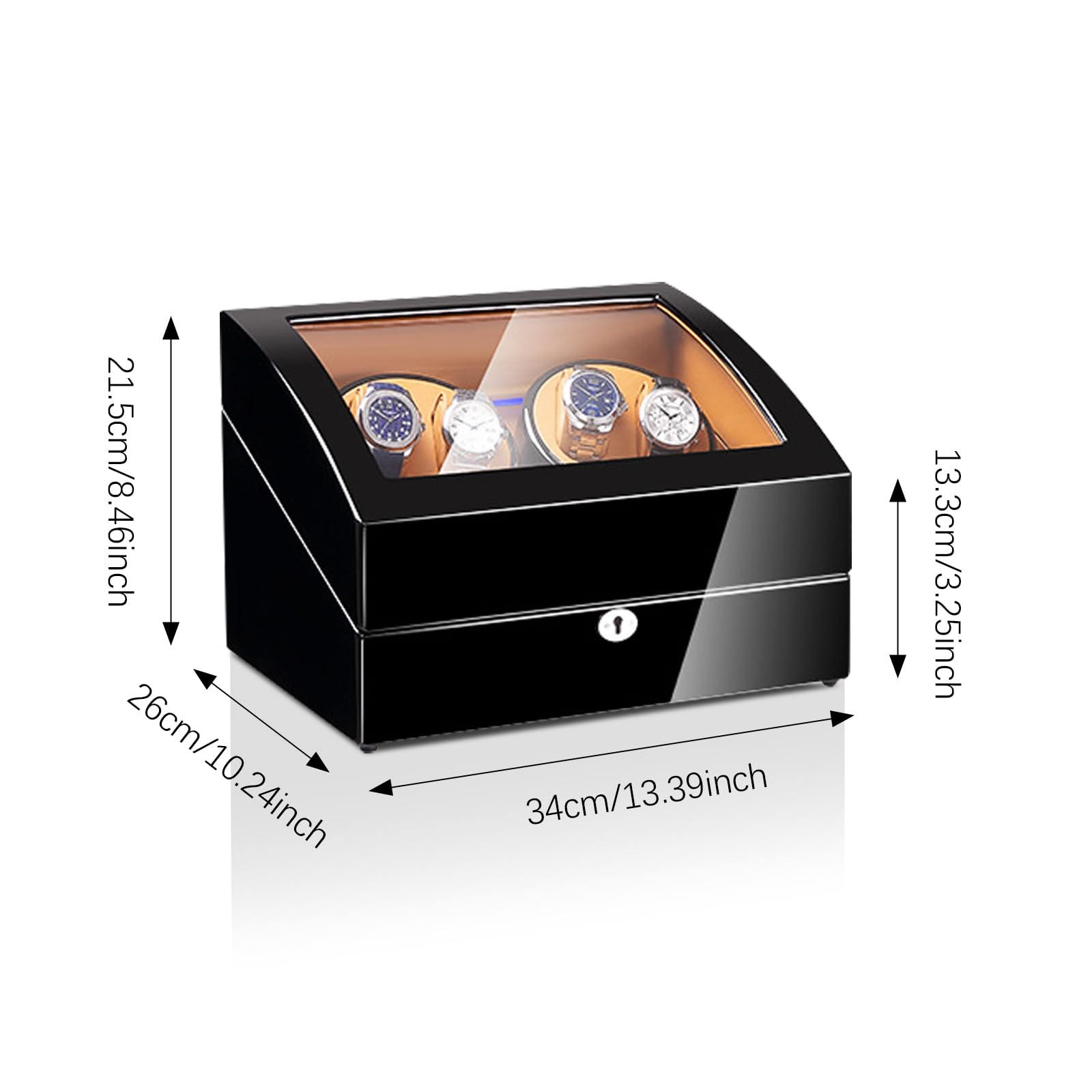 4+6 Slots Automatic Watch Winder with Silent Motor - Luxury Piano Paint Display Box | Open Lid Stop Tech & Built-in LED Lighting | USB/Battery Powered (2*D) | Perfect Watch Storage for Men & Women | Ideal for Home, Office, or Travel Use
