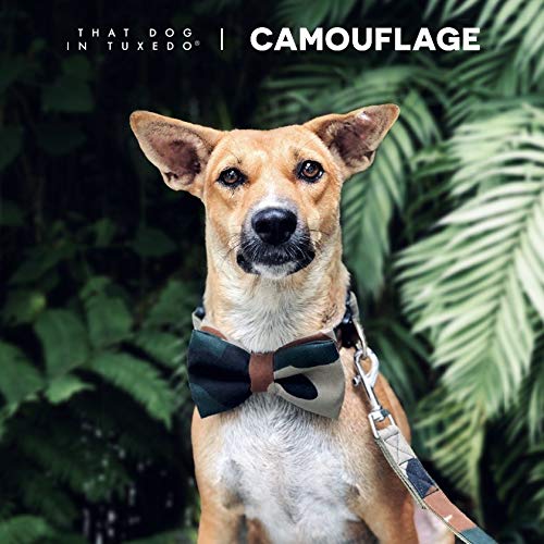 Stylish Tuxedo Camouflage Dog Bow Tie with Adjustable Collar - Green XL for Formal Events & Pet Parties