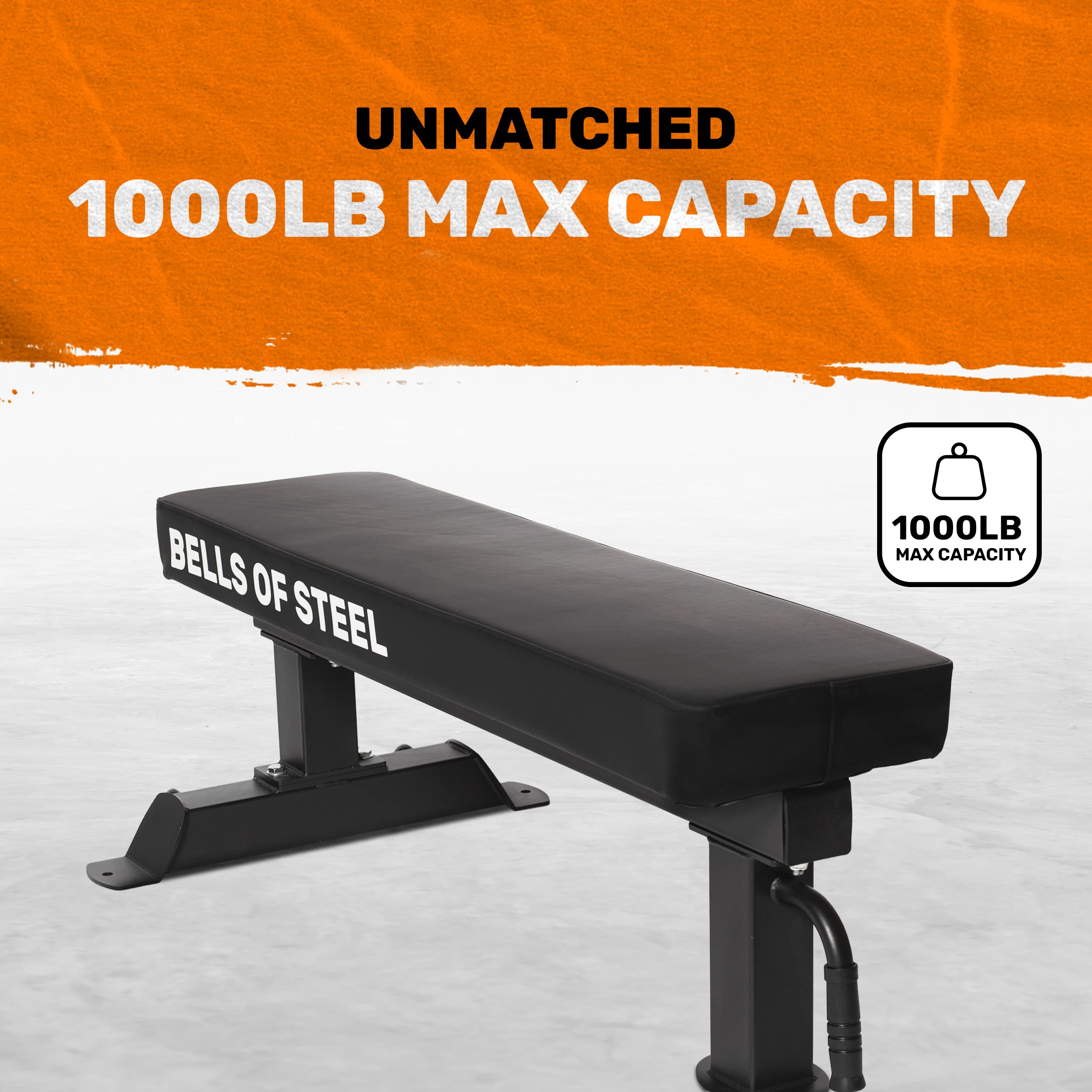 Bells of Steel Flat Weight Bench for Home Gym - Commercial Grade 12-Gauge Steel Powerlifting Bench with 4-Inch Thick Pad (1000lb Capacity) - Perfect for Strength Training, Bodybuilding & Home Workouts