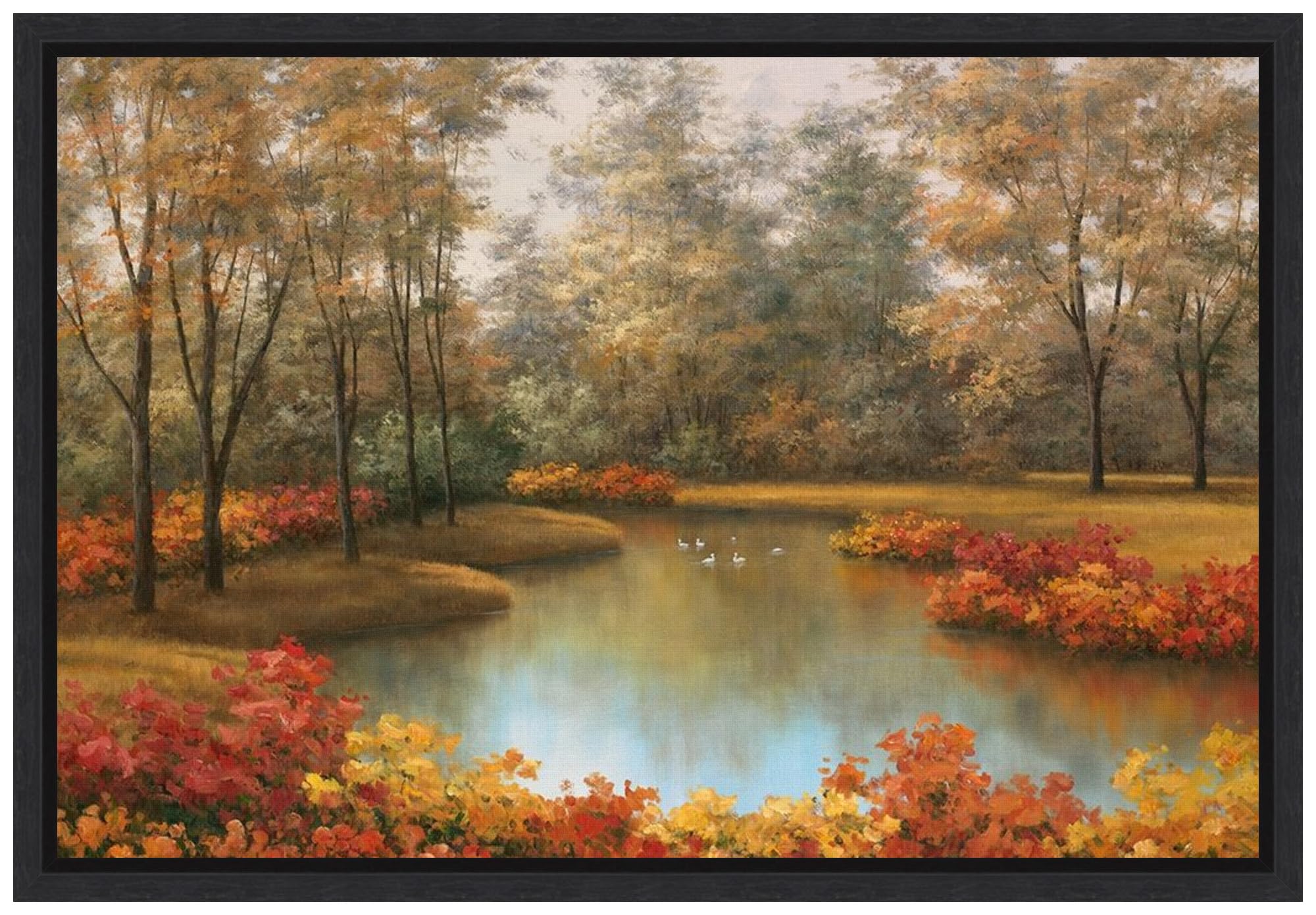 Amanti Art Framed Canvas Wall Art - 16x23 Autumn Landscape Painting by Diane Romanello, Modern Home Decor for Living Room, Bedroom & Bathroom | Nature Inspired Wall Art for Cozy Interior Design