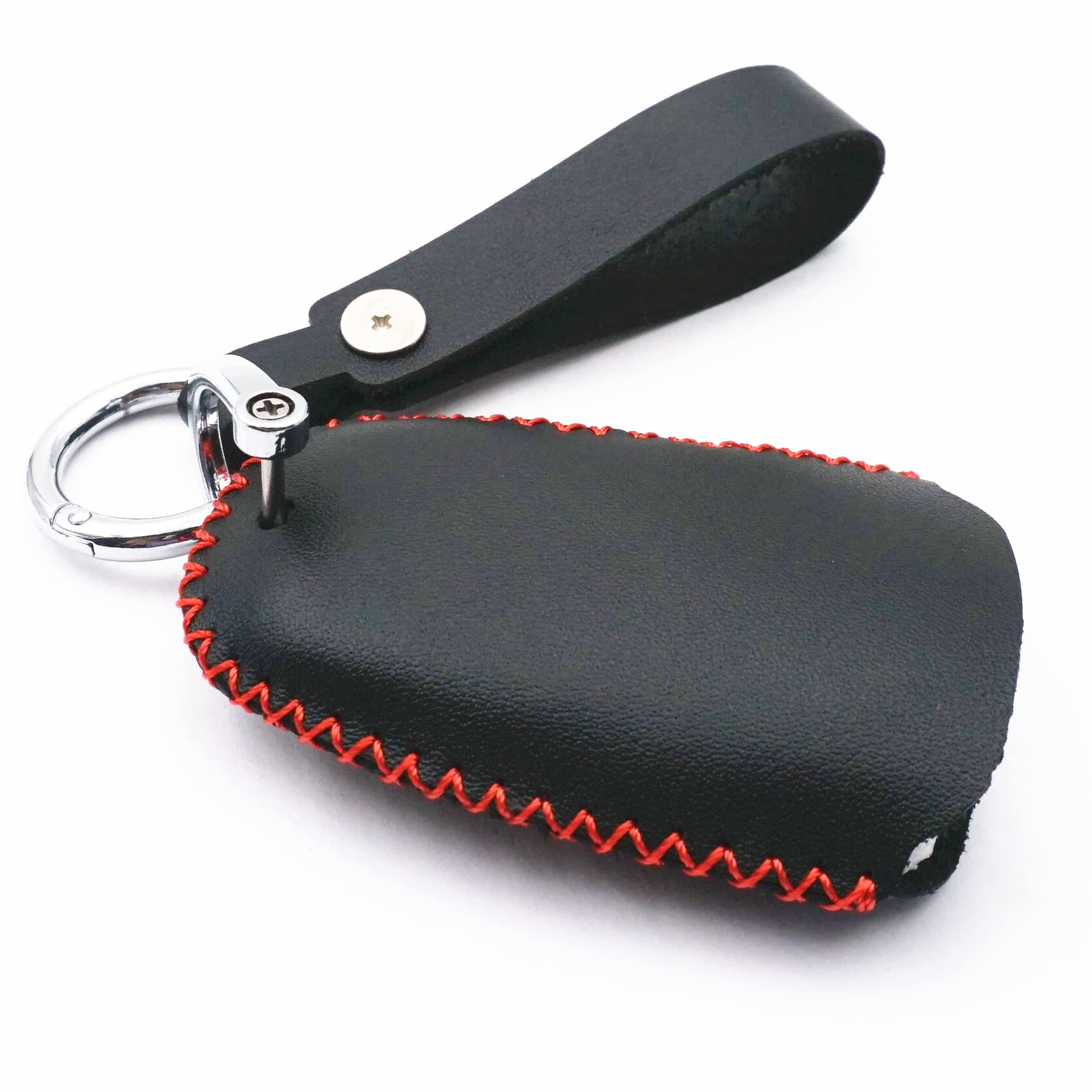 Genuine Leather Smart 5-Button Key Fob Case Cover with Chain for Chevrolet Camaro Cruze Equinox Malibu Limited Sonic Spark Traverse - Black | Premium Car Key Protection for Daily Use & Travel