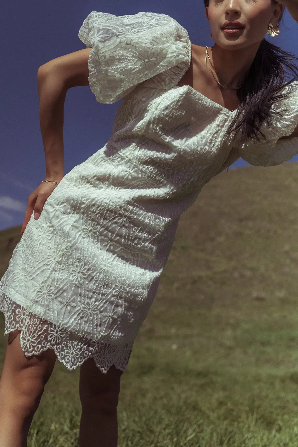 Maye Lace Mini Dress in White - Elegant Summer Party Cocktail Dress | Perfect for Weddings, Dates & Special Occasions | FINAL SALE