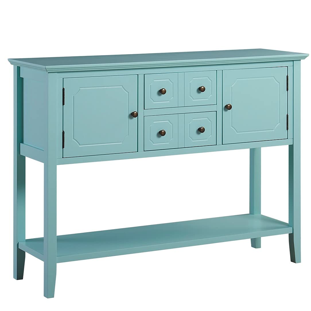 Cambridge Series Buffet Table - Sideboard with Bottom Shelf, Console Table for Dining Room, Entryway & Living Room | Aqua Finish | Perfect for Serving, Storage & Home Decor