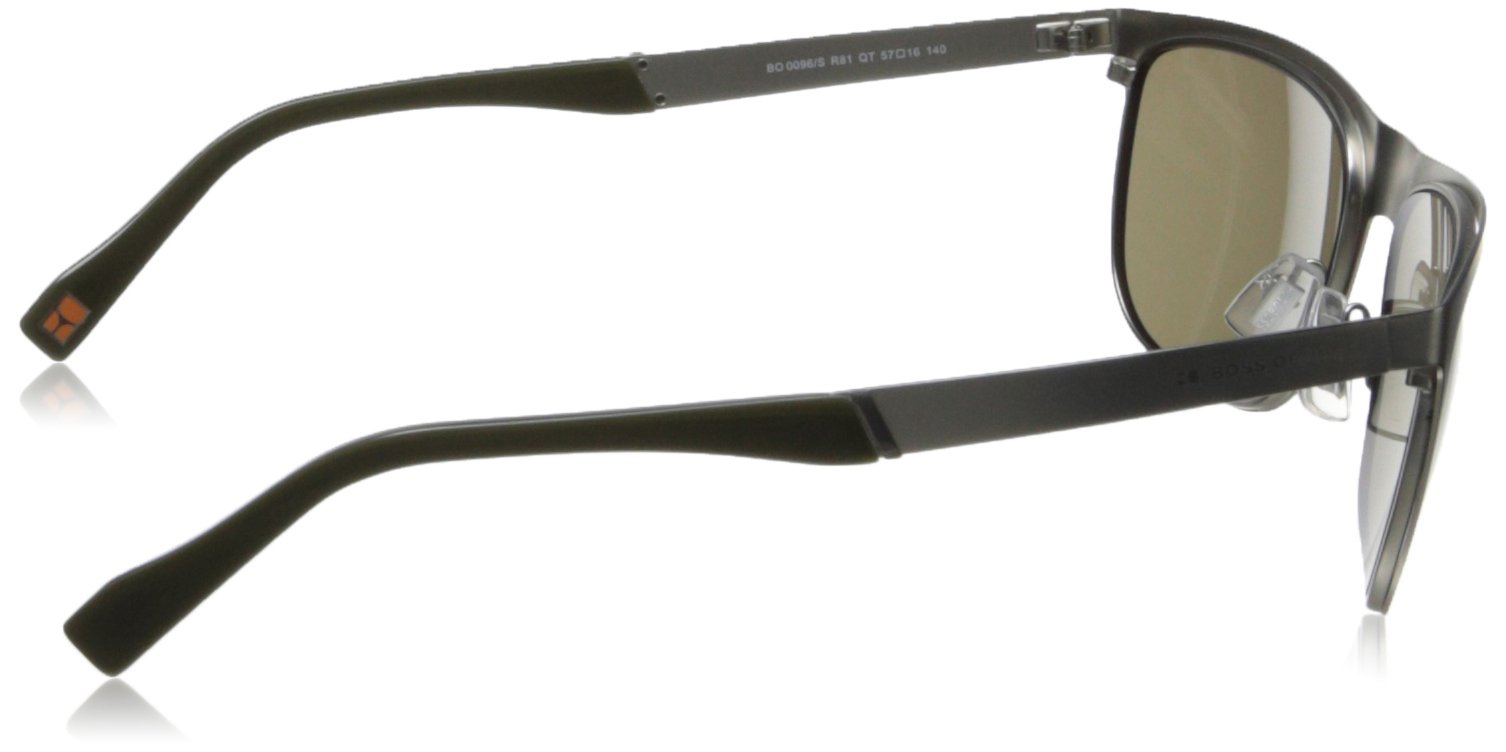 BOSS by Hugo Boss Men's 0096/S Rectangular Sunglasses - Matte Ruthenium Frame, 57mm UV Protection - Perfect for Driving, Outdoor Activities & Fashion Statement