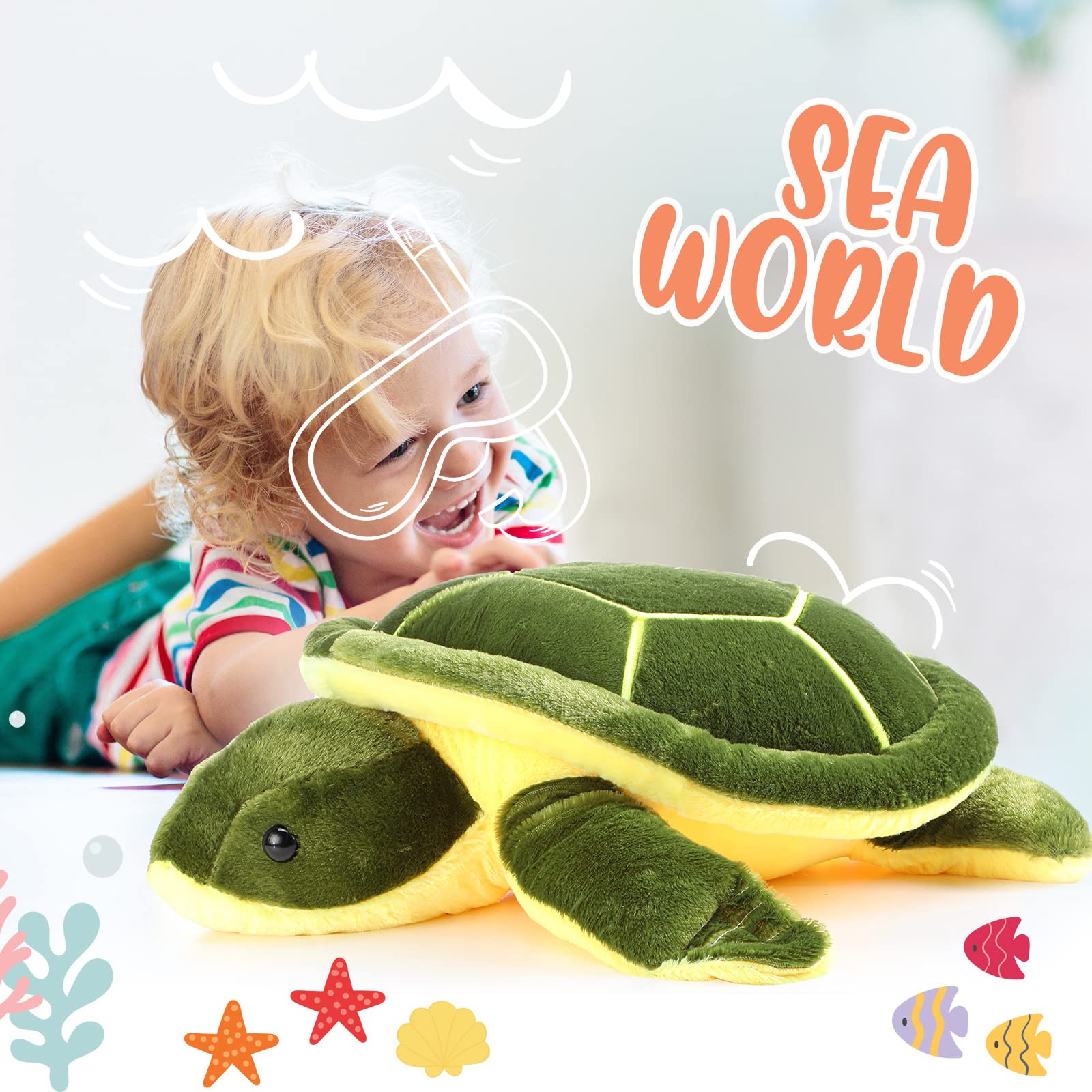 **Civaner 33-Inch Large Sea Turtle Stuffed Animal Plush Toy - Soft Huggable Pillow for Kids, Valentine's Day Gift, Birthday Present, Cute Tortoise Doll for Bedroom Decor & Nursery Cuddling**