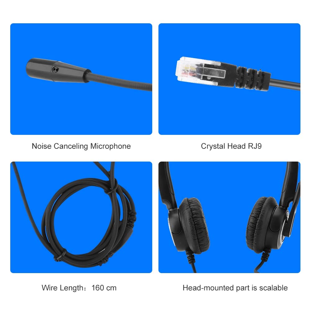 VBESTLIFE RJ9 Wired Headset with Noise Cancelling Microphone, Volume Control & Mute Button - Perfect for Call Centers, Customer Service, Office & Remote Work (Compatible with Most Phone Systems)