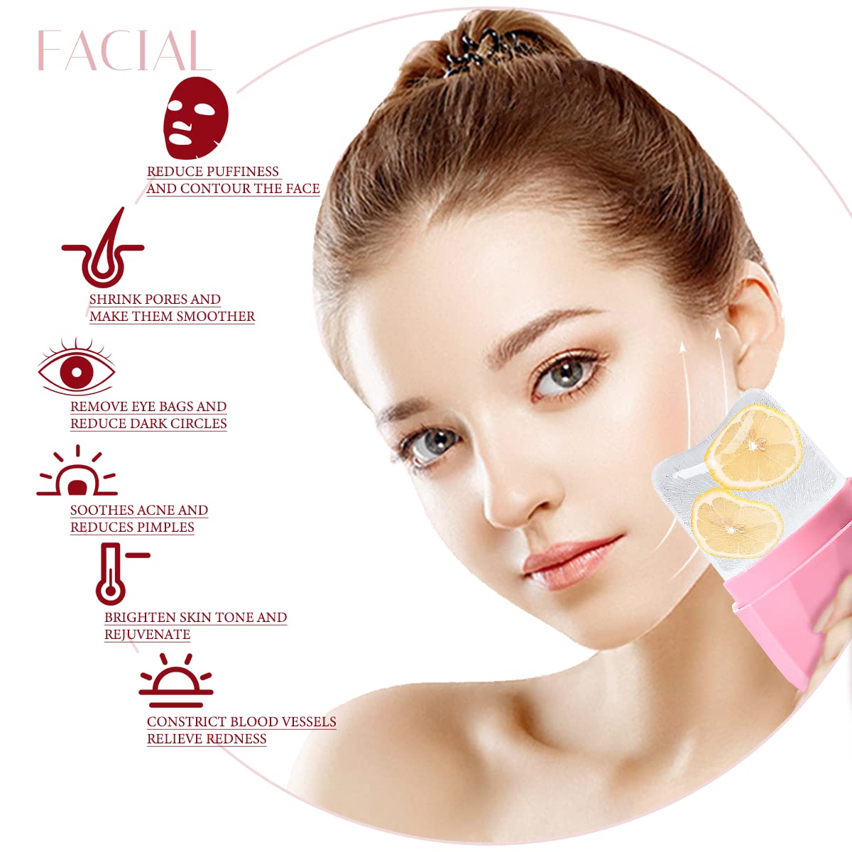 2 Pack Upgraded Ice Face Roller & Silicone Ice Cube Mold Set – Cooling Facial Massage Tool for Skin & Eye Care, Puffiness Relief & Beauty Routine – Perfect for Morning Skincare, Spa Days & Post-Workout Recovery