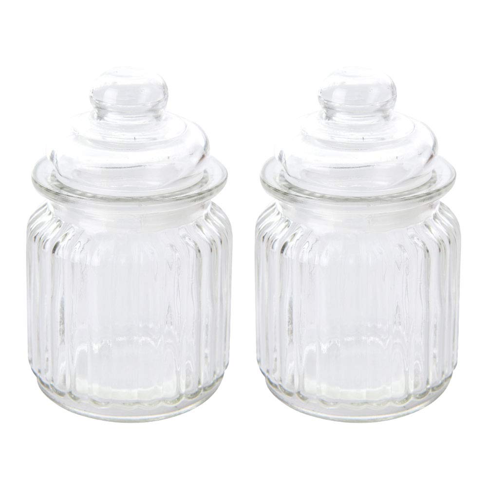 FRCOLOR 2-Piece Glass Food Storage Containers with Airtight Lids - 230ml Empty Jars for Tea, Coffee Beans, Dried Fruits, Grains & Spices | Perfect for Kitchen Pantry Organization & Meal Prep
