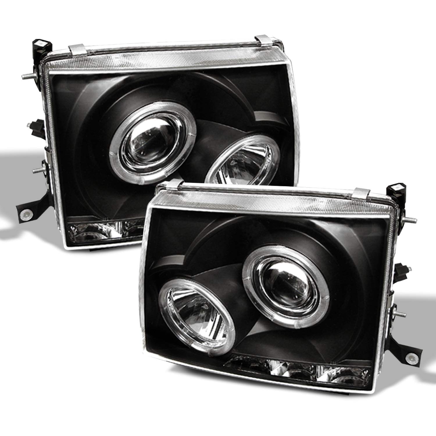 AKKON Black Bezel Dual Halo Ring Projector LED Headlights & Altezza Style Tail Lights for 1997-2000 Toyota Tacoma 2WD/4WD - Upgrade Your Truck's Lighting for Night Driving & Off-Road Adventures