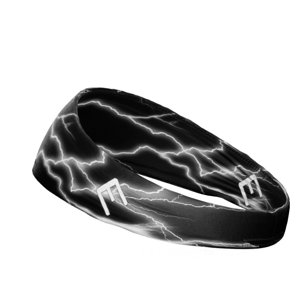 White Lightning Headband - Soft & Stretchy Workout Headband for Women & Men - Perfect for Running, Yoga, Gym & Sports - Sweat-Wicking & Non-Slip Hairband