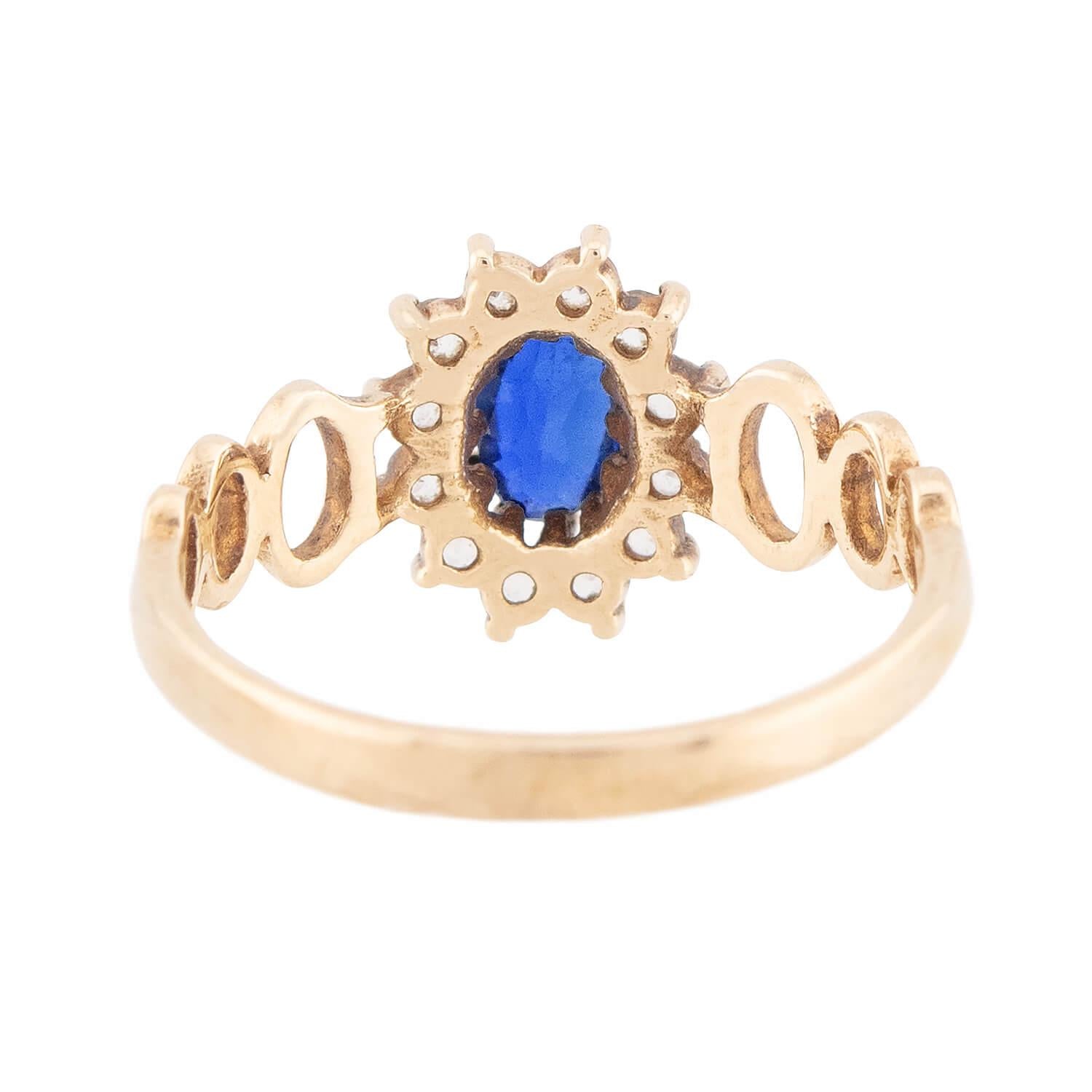 Exquisite Victorian 9K Gold Sapphire & Diamond Halo Engagement Ring - Vintage Inspired Bridal Jewelry for Weddings & Anniversaries