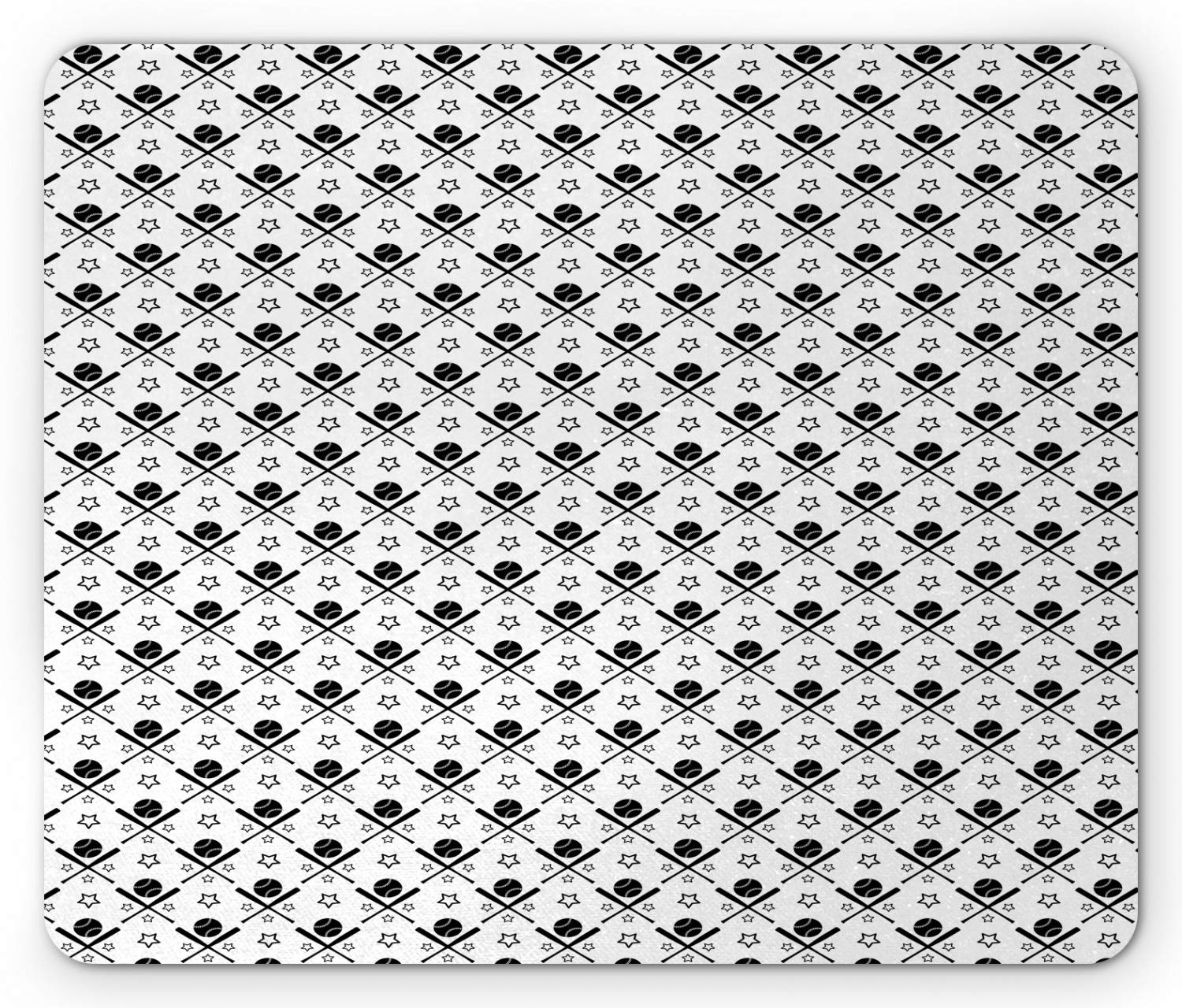 Ambesonne Baseball Mouse Pad - Non-Slip Rubber Mousepad with Stars, Bats & Balls Silhouette Design - Standard Size Rectangle Mouse Mat in Charcoal Grey & White - Perfect for Gamers, Office & Sports Fans Workspace