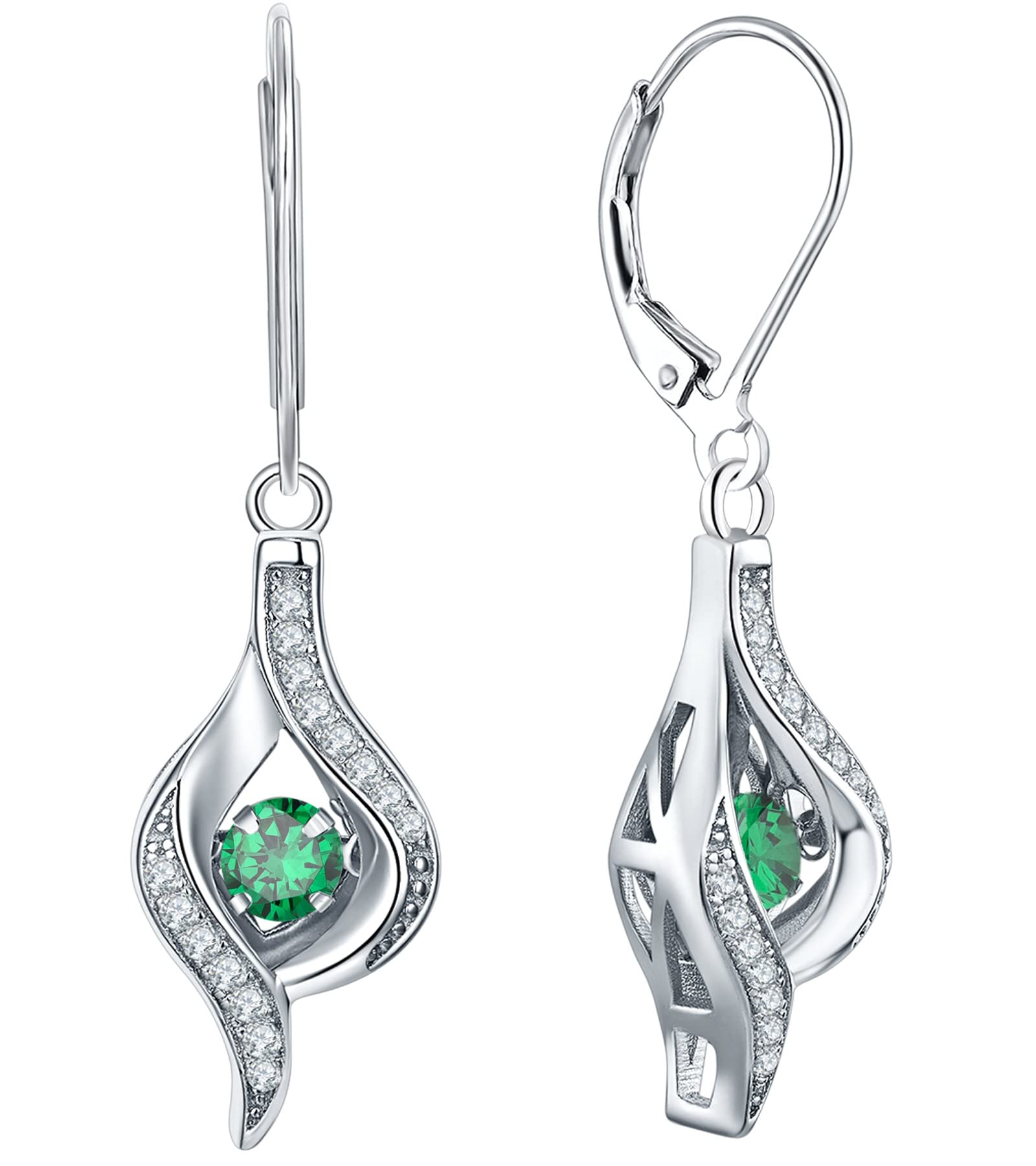 925 Sterling Silver YL Eyes Dangle Earrings with Birthstone - Elegant Halo Jewelry for Women | Perfect for Birthdays, Anniversaries & Special Occasions