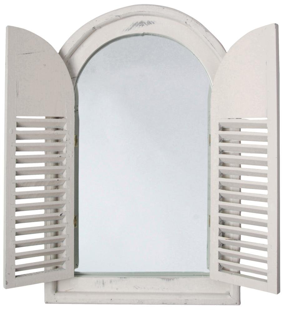 Esschert Design White Window Frame with French Doors - Elegant Home Decor for Living Room, Bedroom & Garden