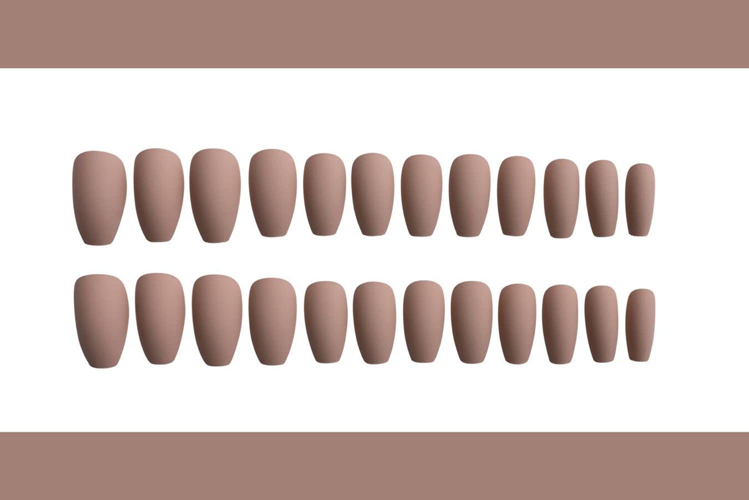 BSLVWG Matte Coffin False Nails - 24Pcs Ballerina Acrylic Stick on Nails, Full Cover Artificial Nail Tips for Women & Girls (Coffee) - Perfect for Parties, Weddings & Daily Wear