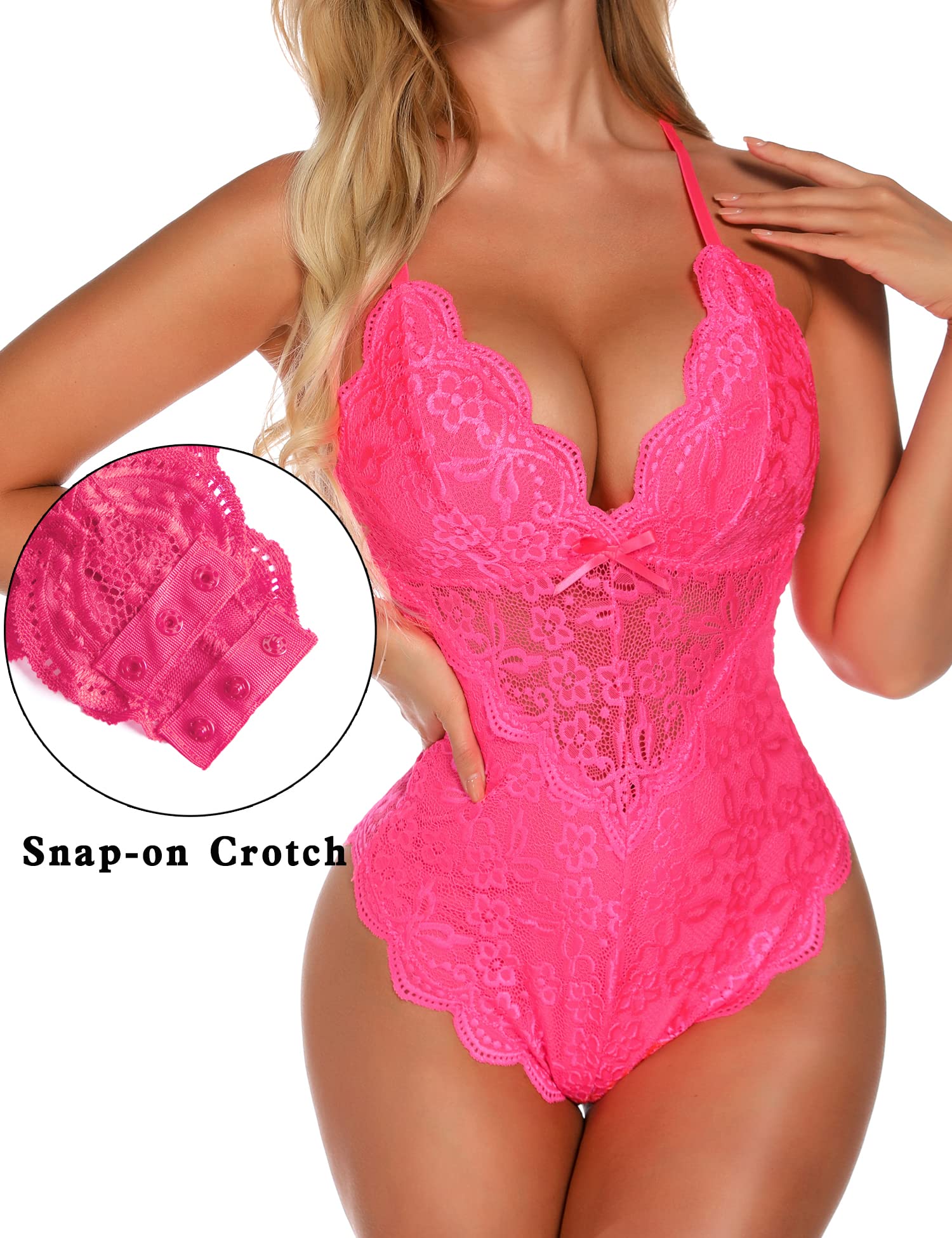 Aranmei Women's Sexy Snap Crotch Lace Babydoll Teddy Lingerie Set - Perfect for Valentine's Day, Honeymoon & Romantic Nights