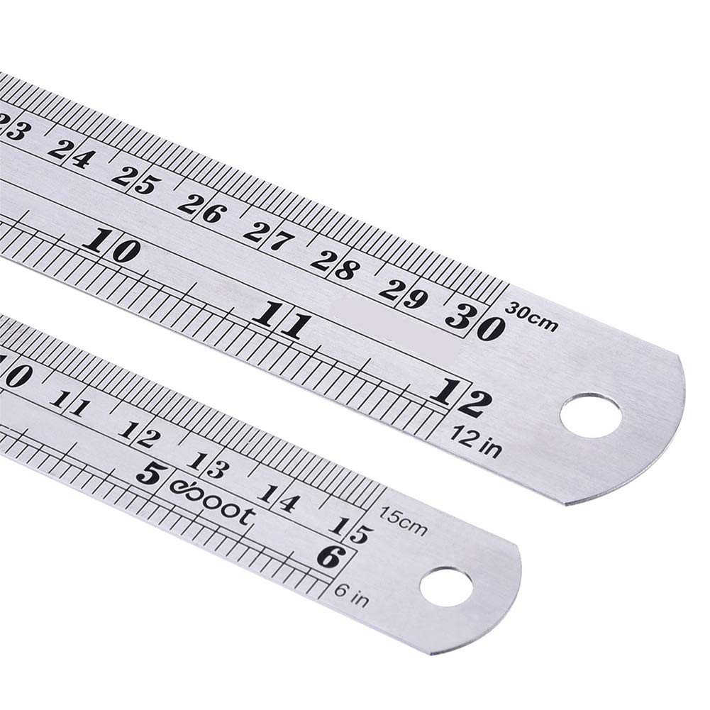 Premium Stainless Steel Rulers Set - 6 Inch, 8 Inch, 12 Inch Metal Ruler Pack of 3 for School, Office, Engineering & DIY Projects (LJ-LJ-102302) - Accurate Measuring Tool for Crafting, Drawing & Home Improvement