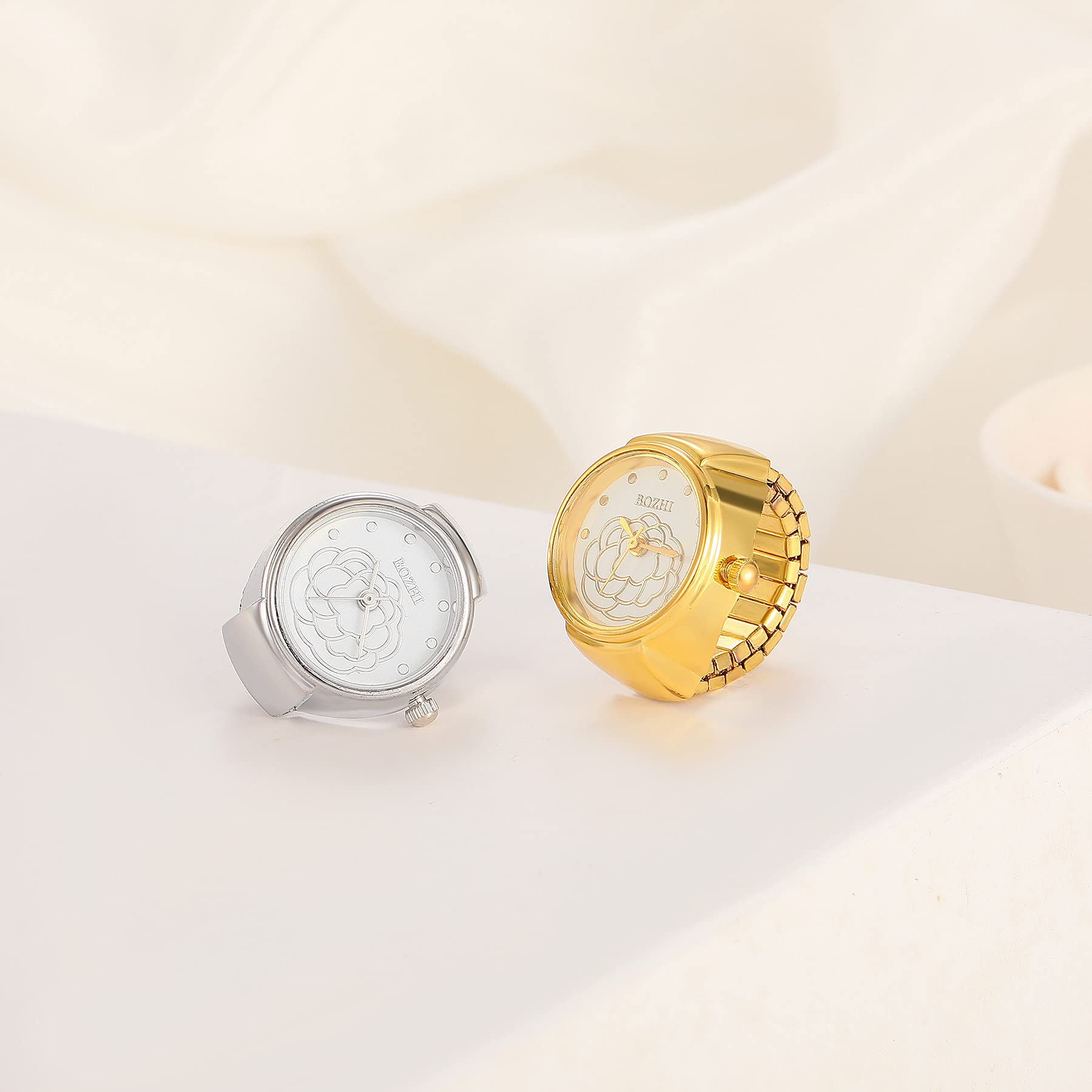 Stylish Unisex Round Analog Quartz Ring Watch - Adjustable Size for Men & Women - Perfect for Casual Wear, Parties & Unique Fashion Accessories