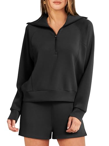ANRABESS Women's 2 Piece Oversized Half Zip Sweatsuit Set - Comfy Lounge Wear Shorts & Sweatshirt Matching Outfit for Fall 2023 | Casual Streetwear, Home Relaxation & Gym Yoga Outfits