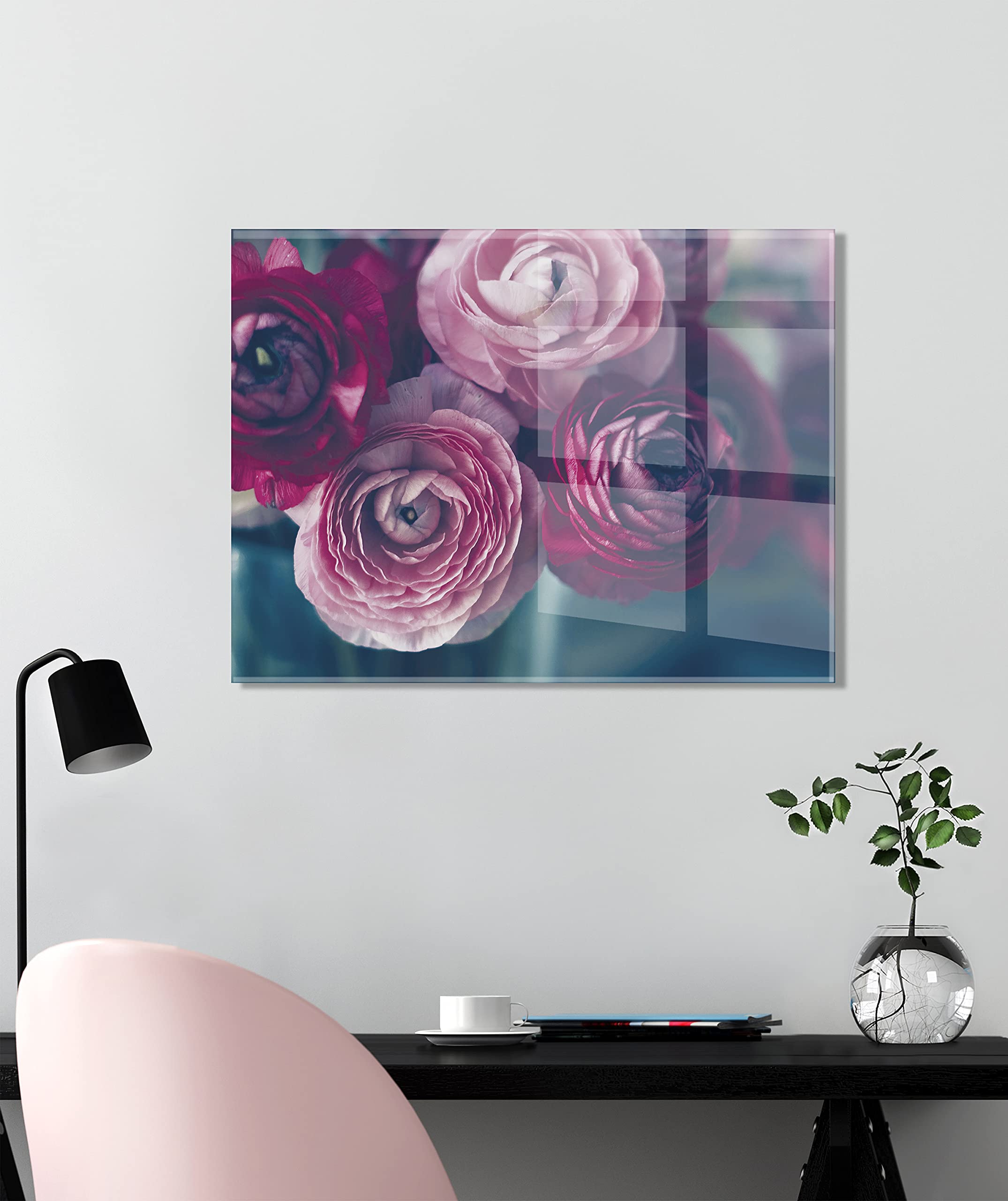Kate and Laurel Yours Truly Floating Acrylic Floral Wall Art by Kristy Campbell - 23x31 Inch Modern Framed Floral Print for Living Room, Bedroom & Office Decor
