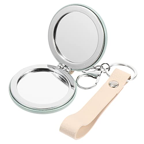 FOMIYES Round Portable Compact Mirror with Key Ring - Double Sided Folding Makeup Mirror for Women & Girls - Travel, Purse, Cosmetic, Wallet Accessory - Green (Perfect for Travel, Daily Makeup & Quick Touch-ups)