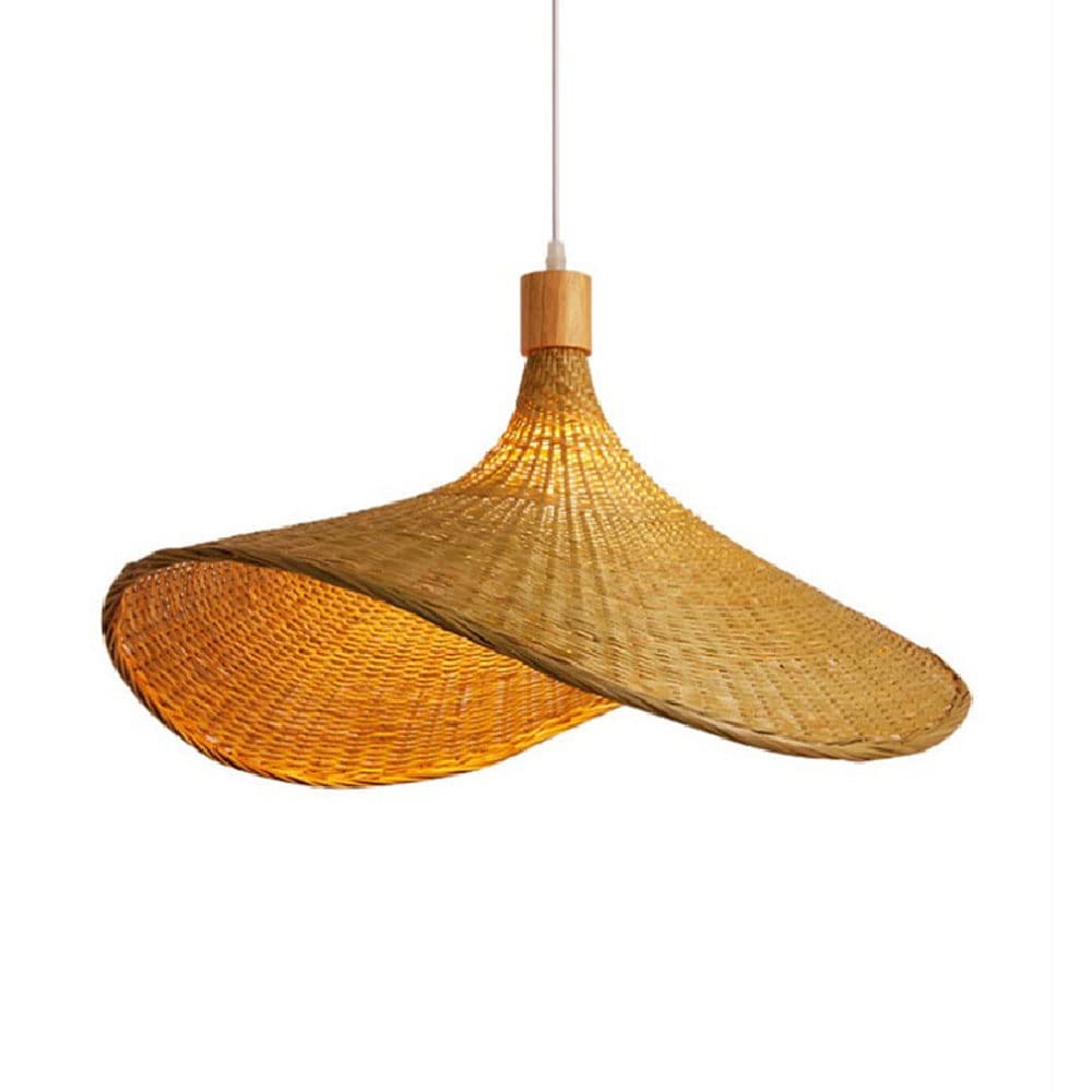 Hand Woven Bamboo Pendant Light - Retro Japanese Style Straw Hat Chandelier with E27 Socket for Clothing Stores, Boutiques & Home Decor