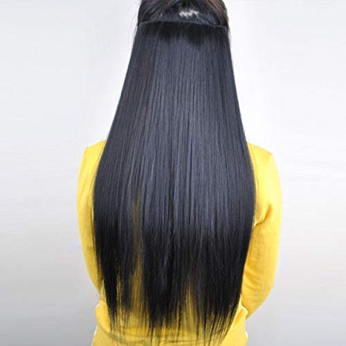 VAHICHA 24 Inch 5 Clip-in Hair Extensions for Women - Black Human Hair Weft for Length & Volume - Perfect for Parties, Weddings & Daily Styling