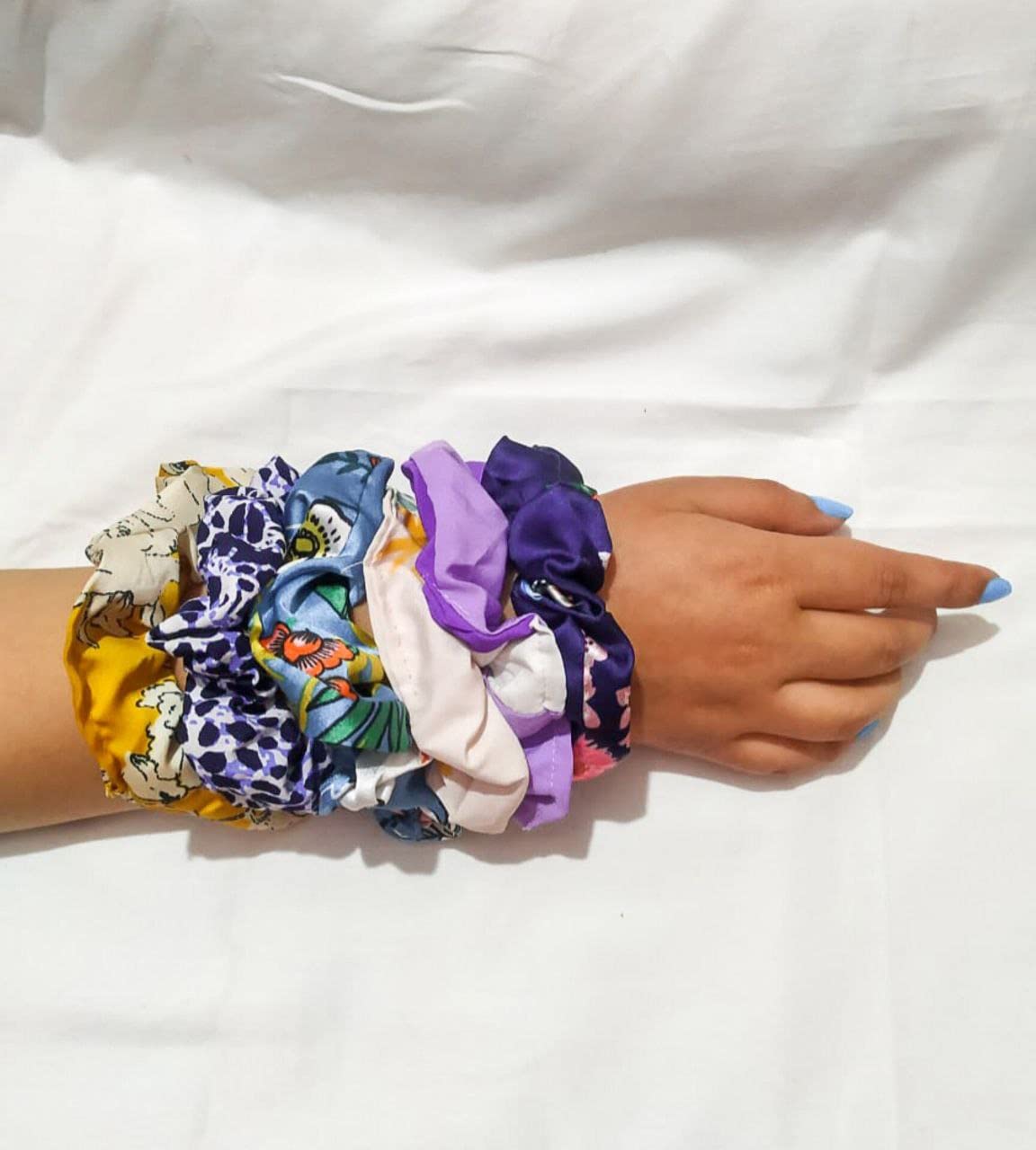 DelightfullWears 12 Pack Chiffon Hair Scrunchies - Soft Ponytail Holders & Floral Hair Ties for Women & Girls - Hair Accessories for Work, Gym, Party & Everyday Use (12 Pcs)